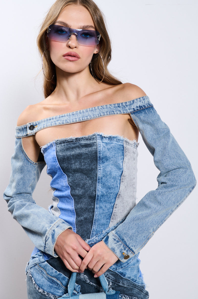 JUST THE SLEEVES DENIM BOLERO JACKET