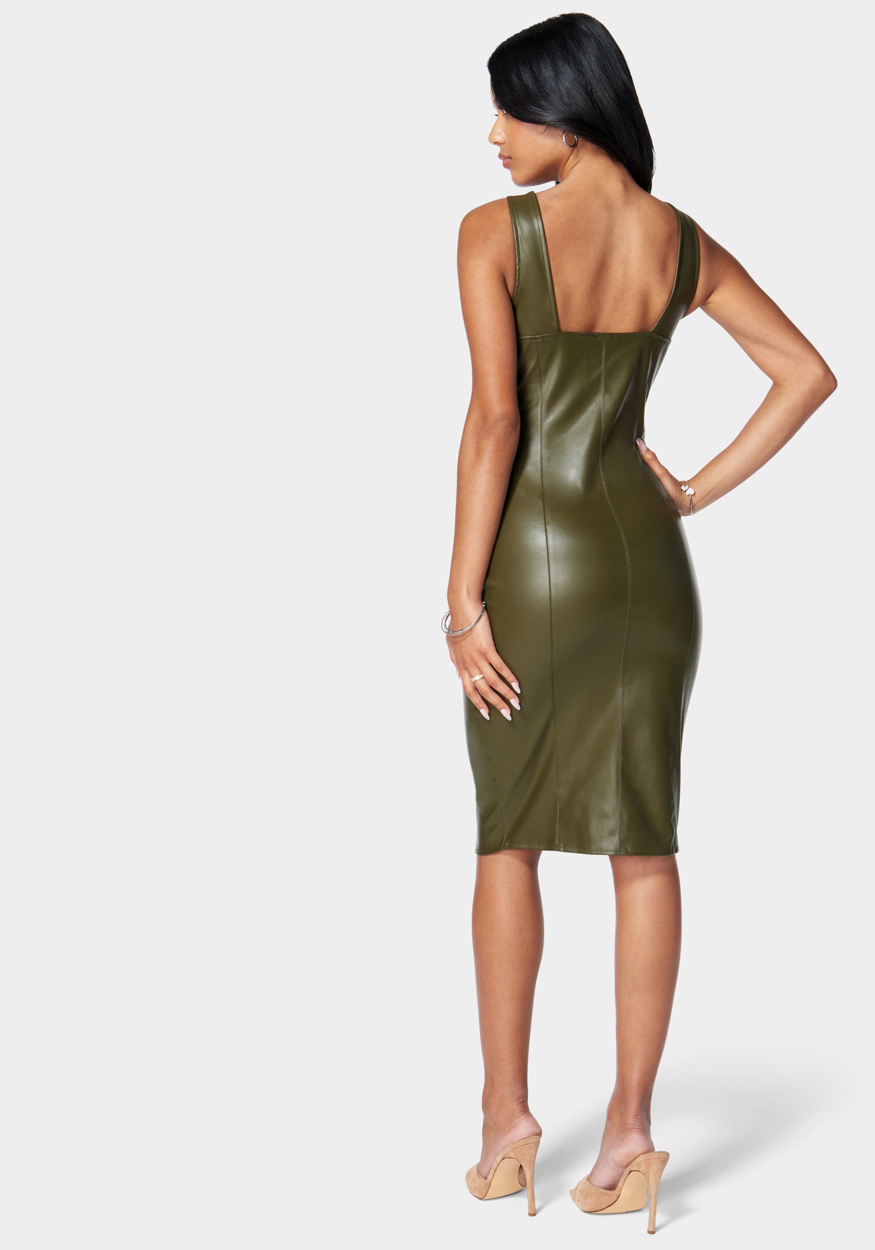 Vegan Leather Double Ended Zipper Dress