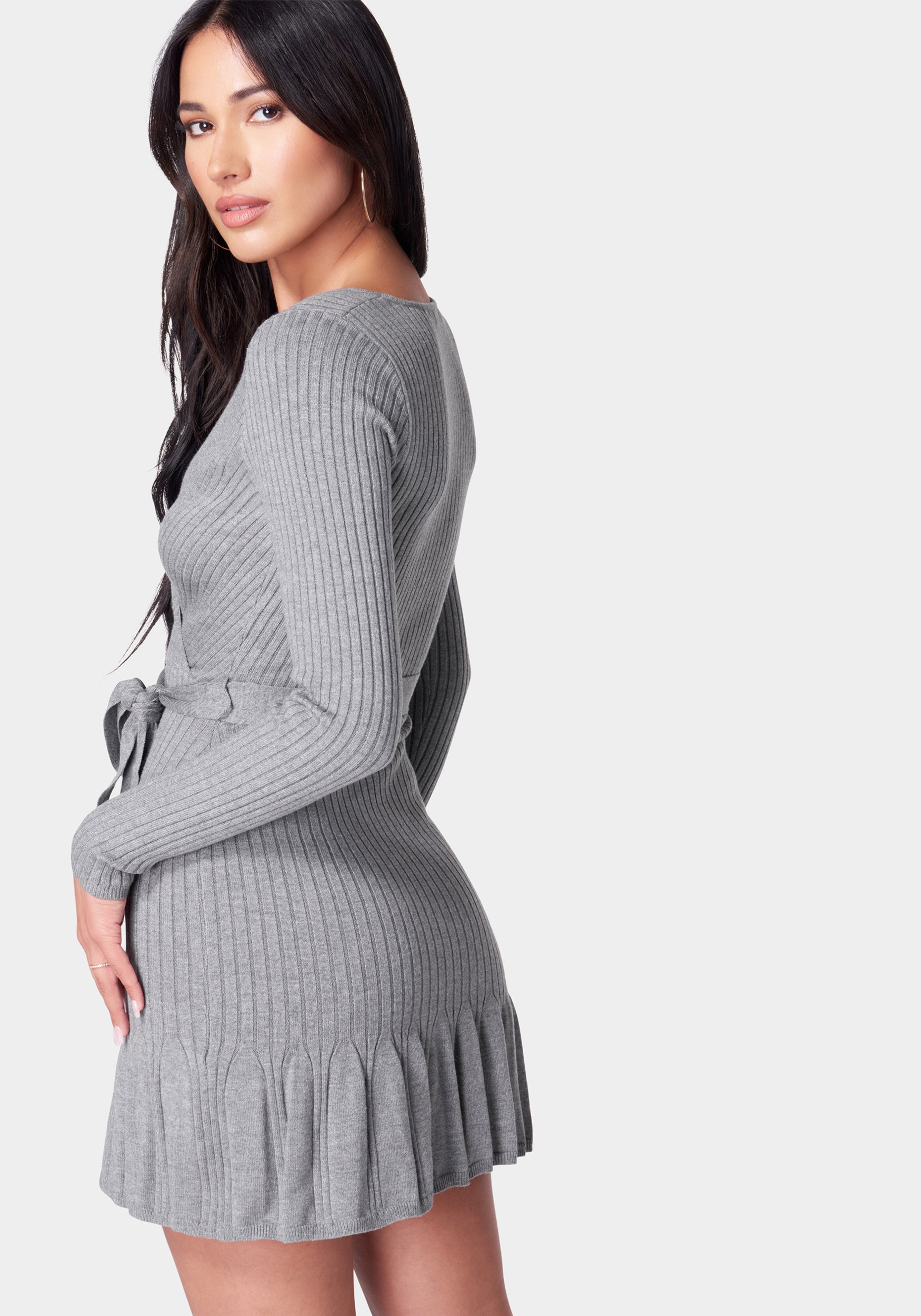 Surplice Fit and Flare Sweater Dress