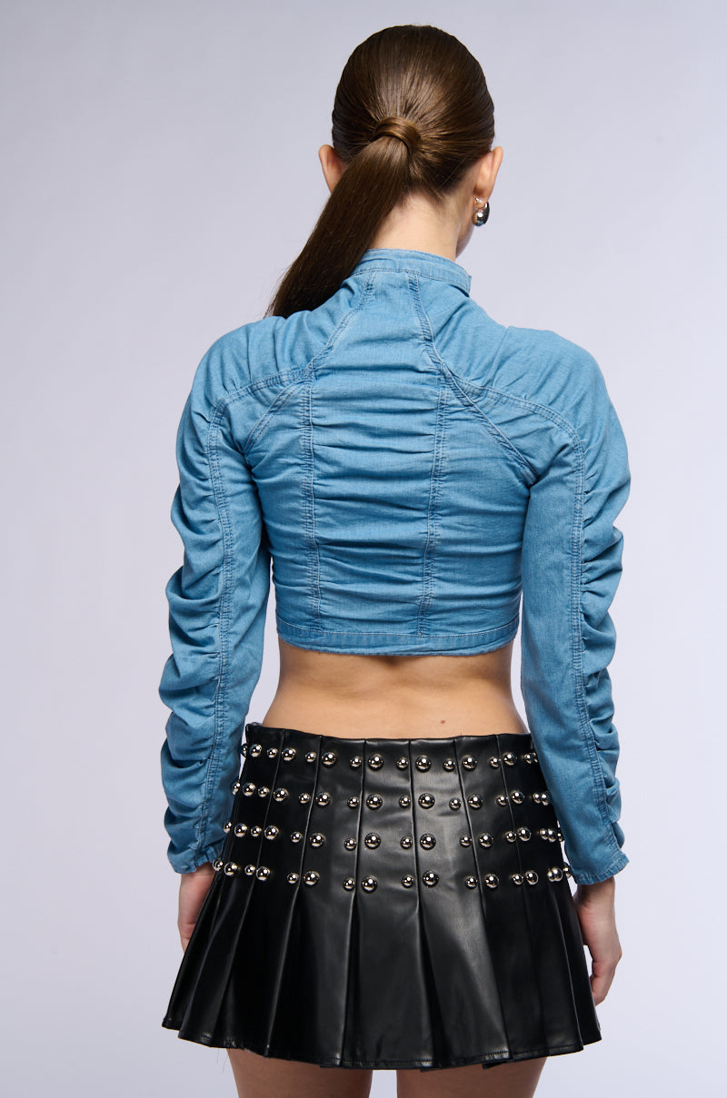 RUCHED DENIM JACKET