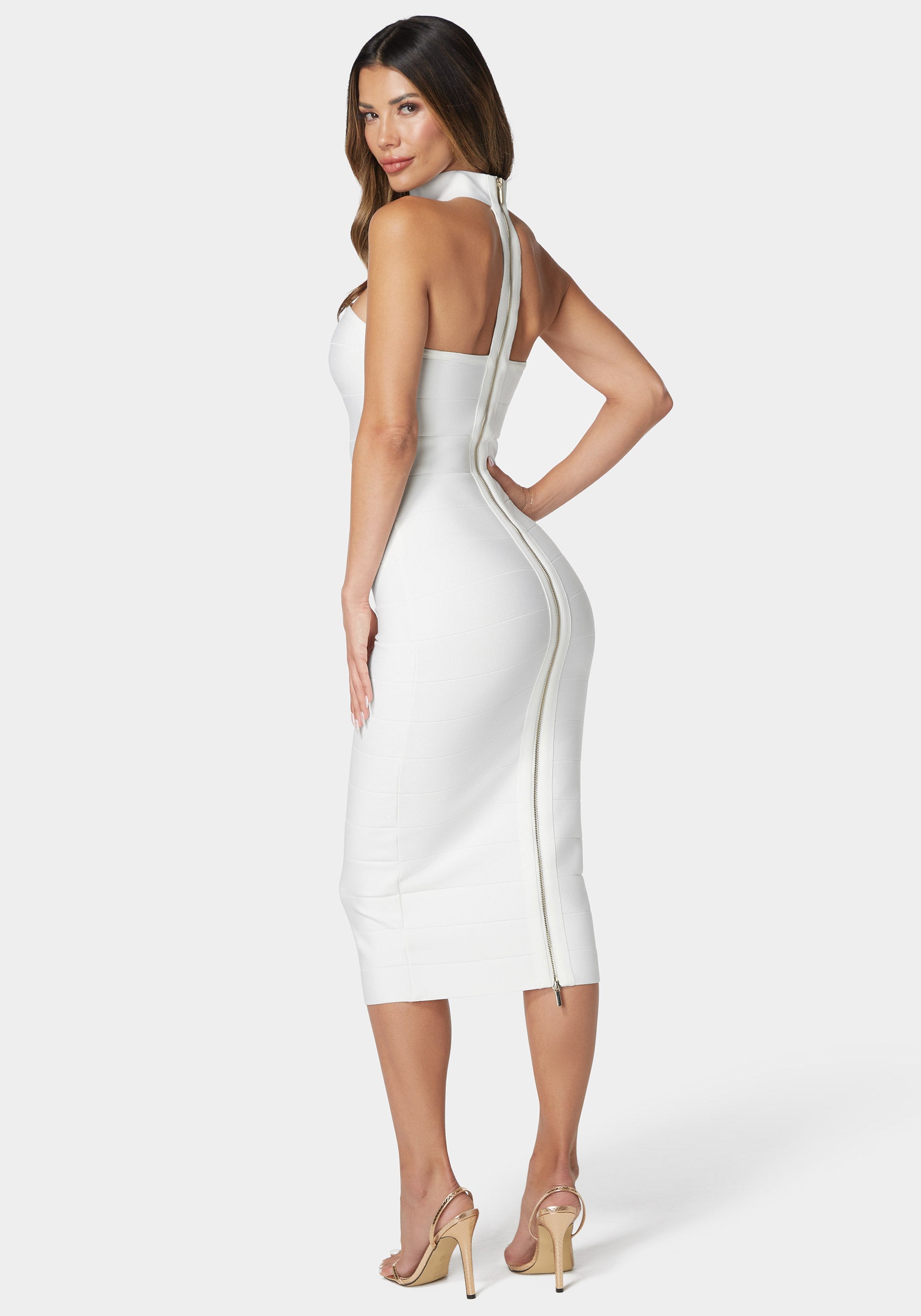 Choker Neck Bandage Midi Dress