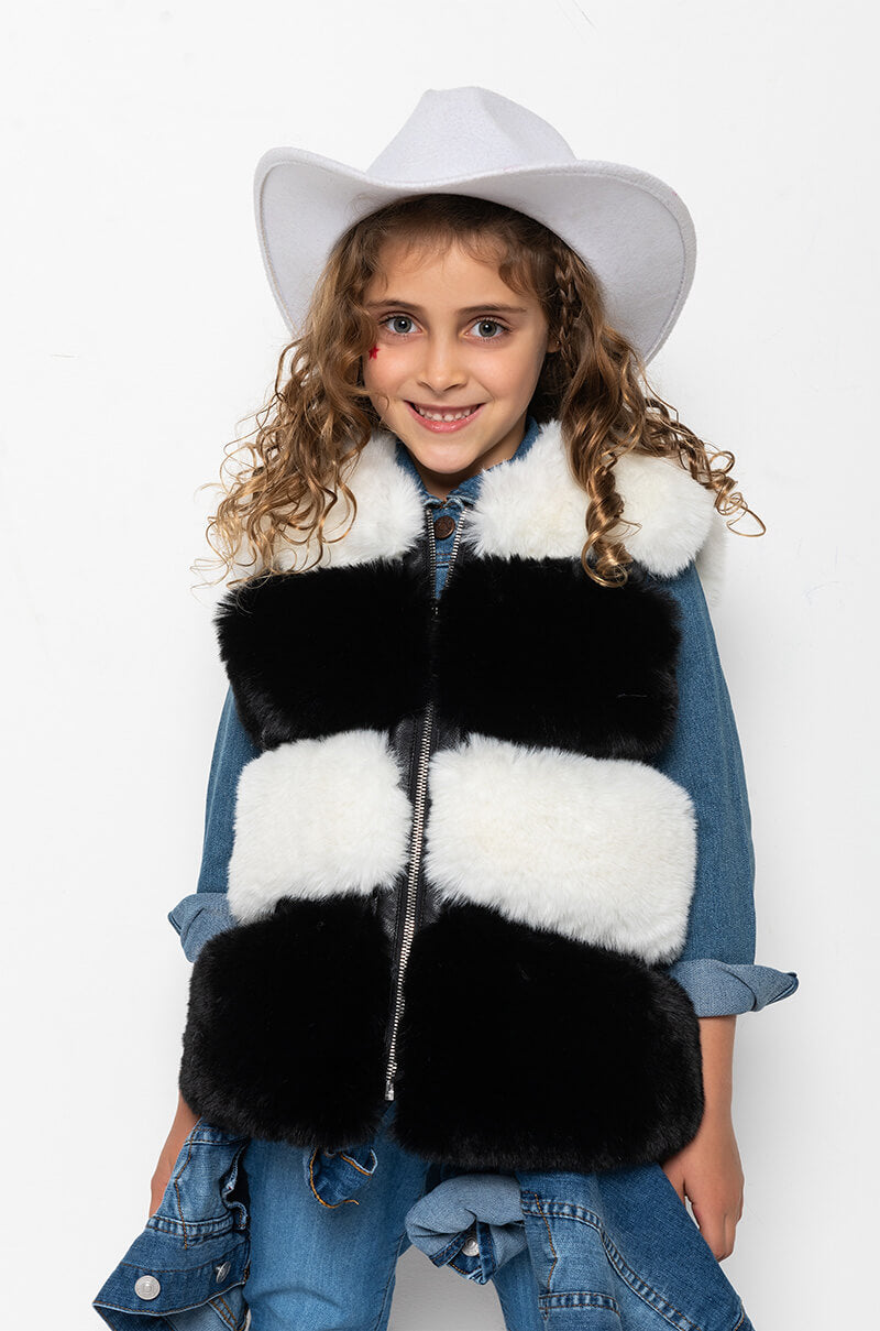 GOT IT FROM MY MAMA FAUX FUR PANEL VEST