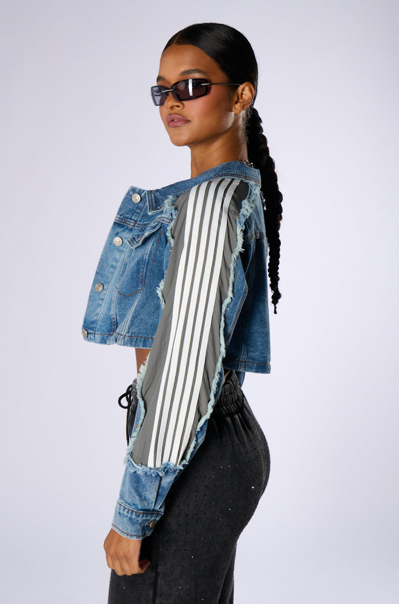 PORTIA MIXED MEDIA DENIM JACKET