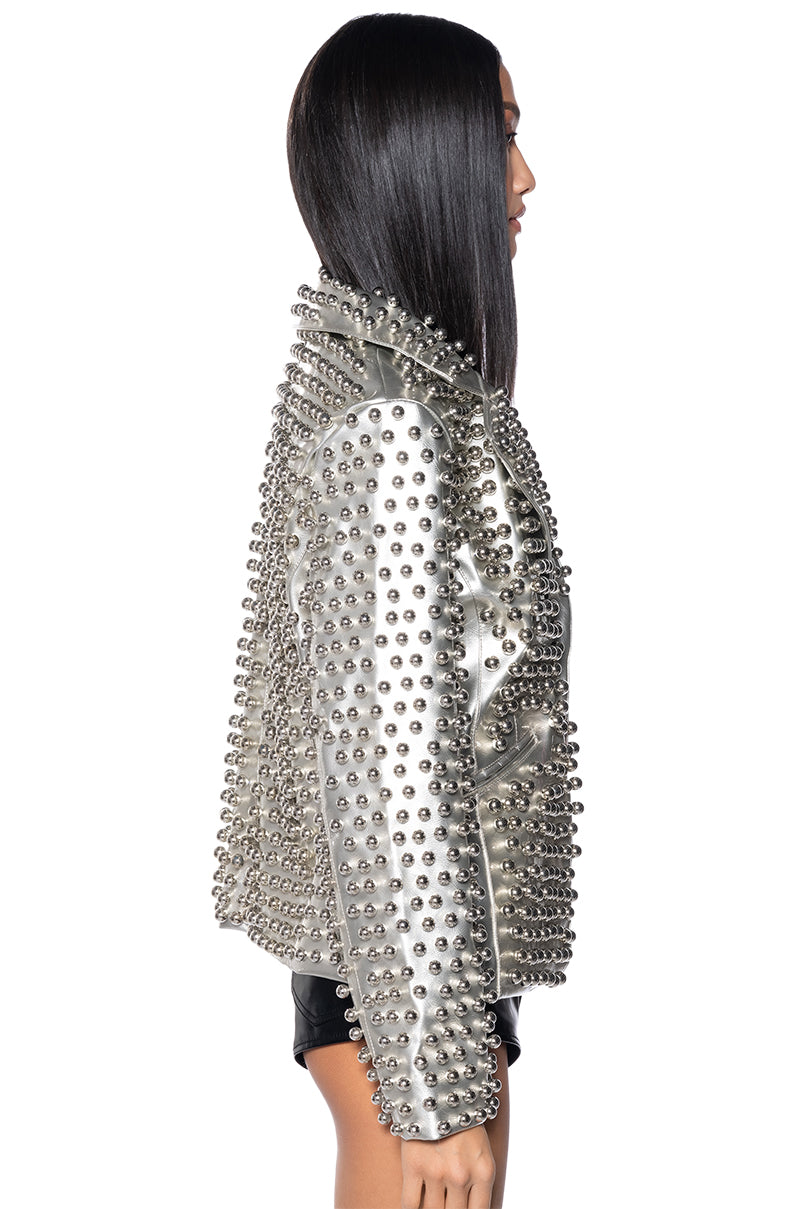 SILVER OMNI STUDDED BLAZER