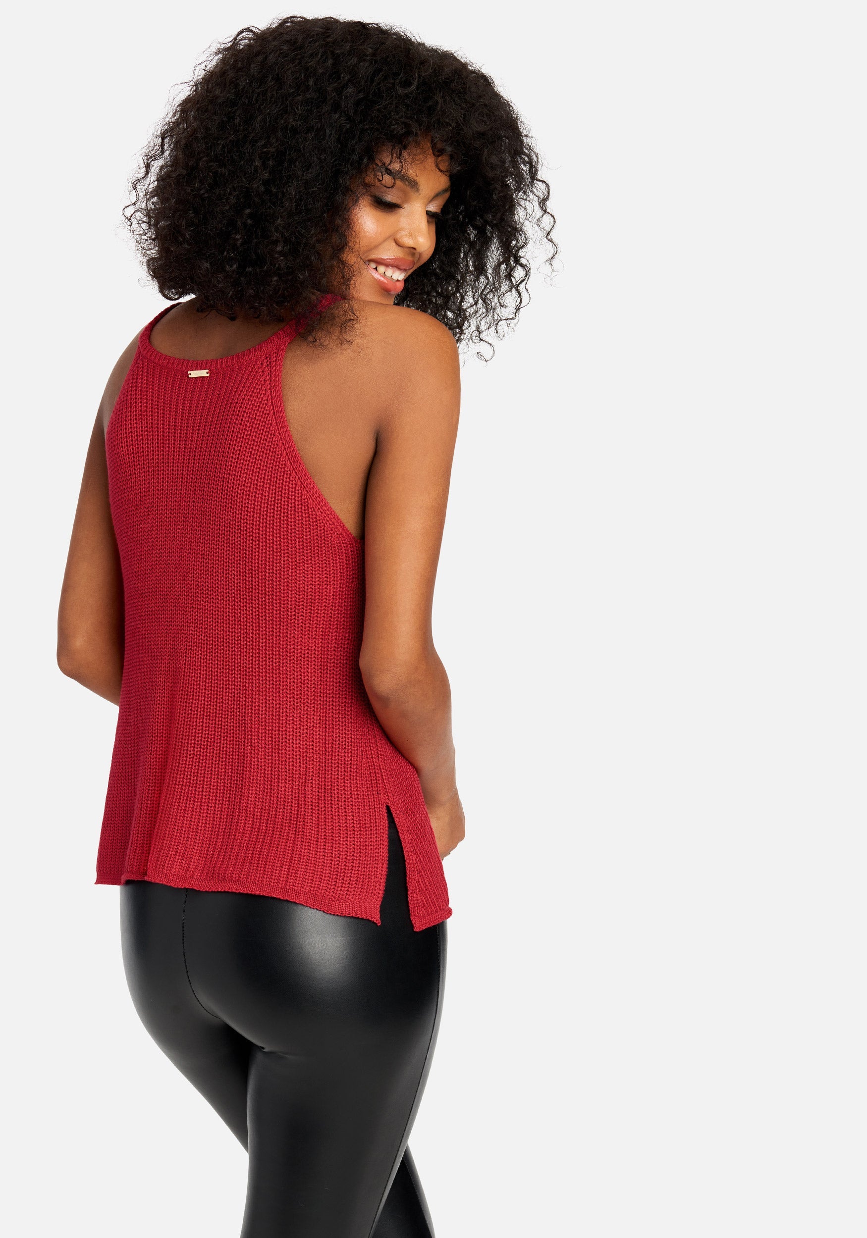 Pointelle Halter Sweater Top