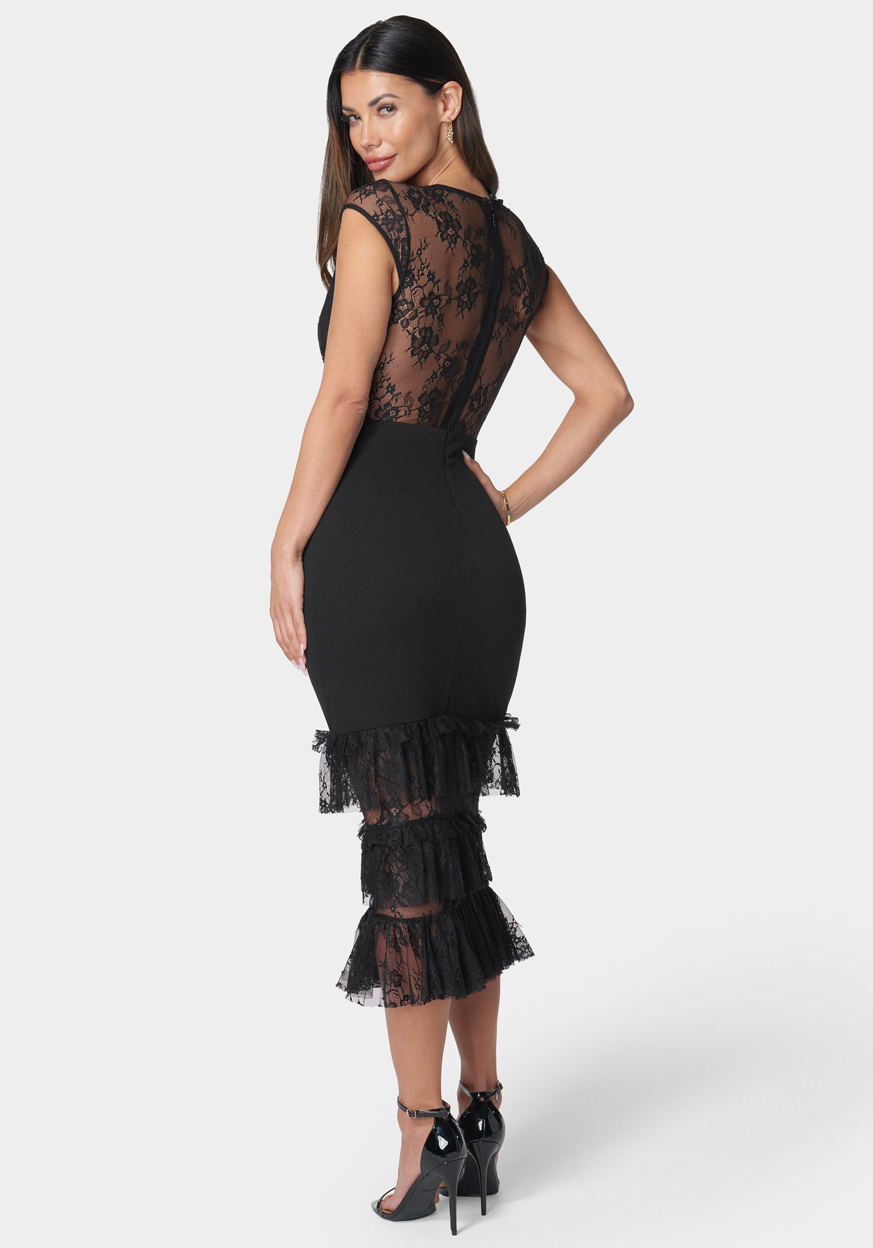 Tiered Lace Midi Dress