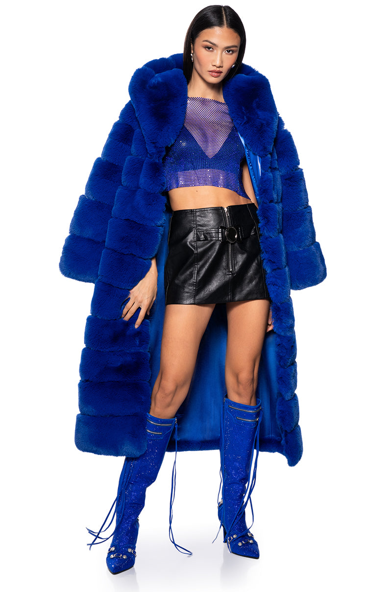 AZALEA WANG FAUX FUR PANEL HOODED TRENCH