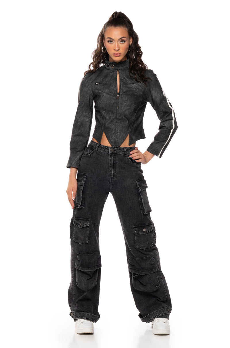 DYNASTY DISTRESSED PU RACING MOTO