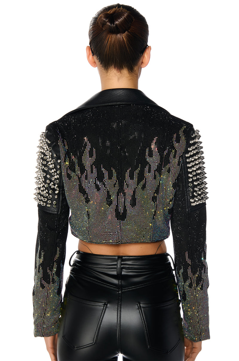 HOTFIX FLAME CROP MOTO JACKET