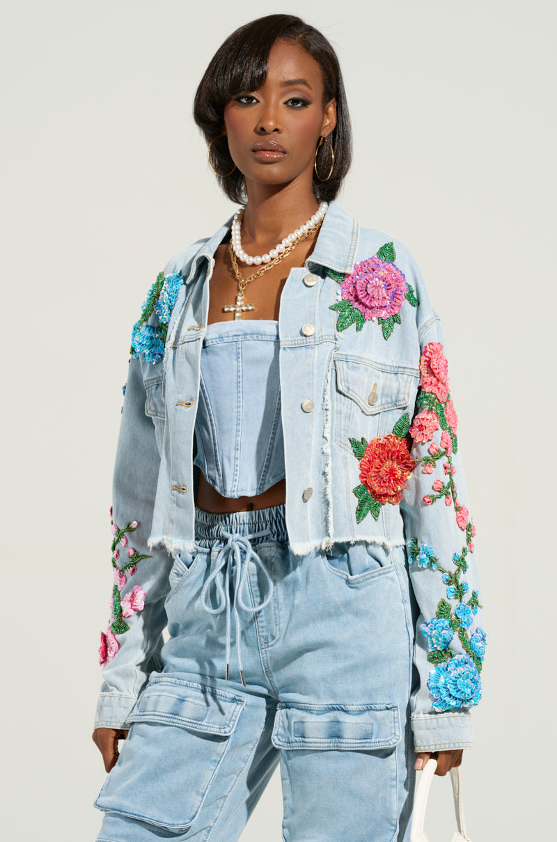 GARDEN OF EDEN EMBELLISHED DENIM JACKET