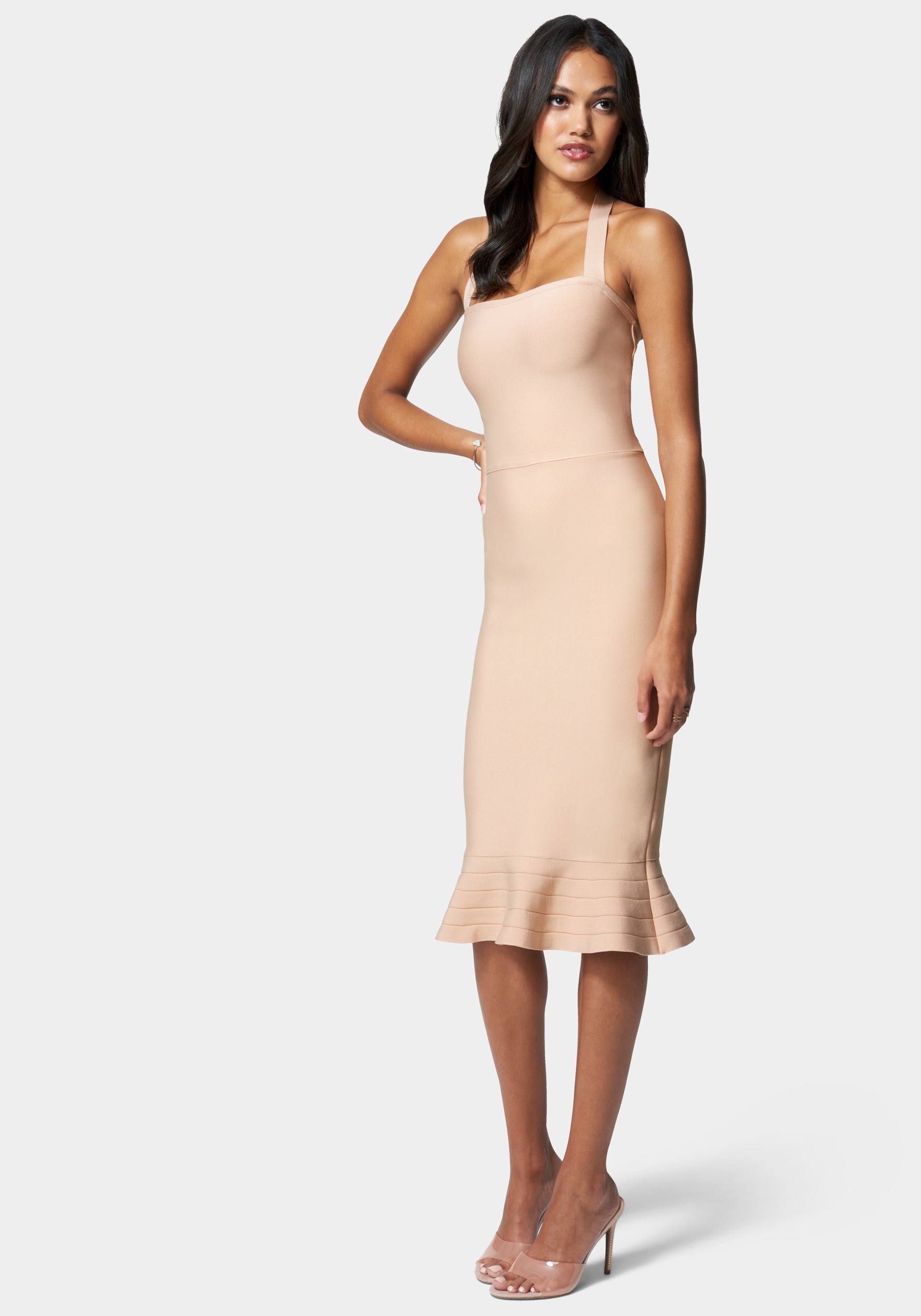 Bandage Ruffle Hem Midi Dress