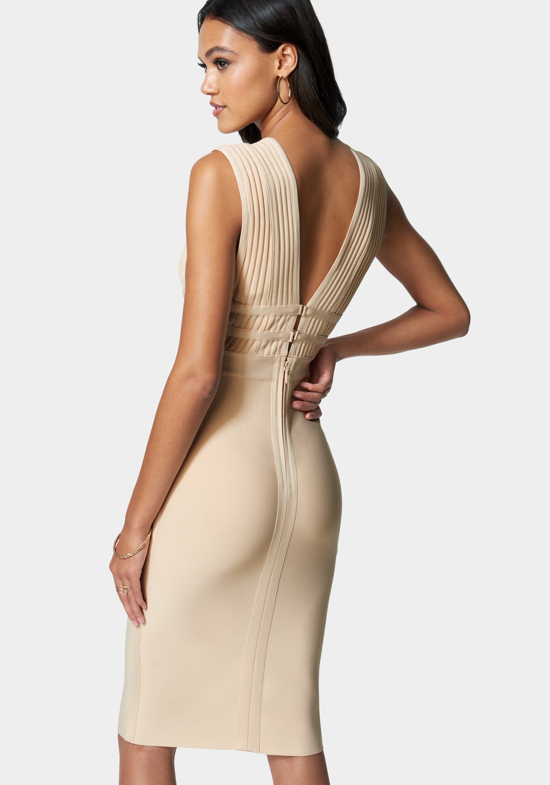 Plunge Neck Bandage Dress