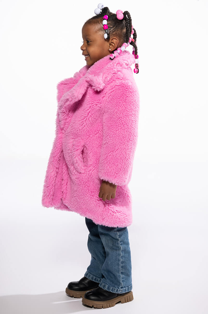 MAX LUXE PINK TEDDY KIDS COAT