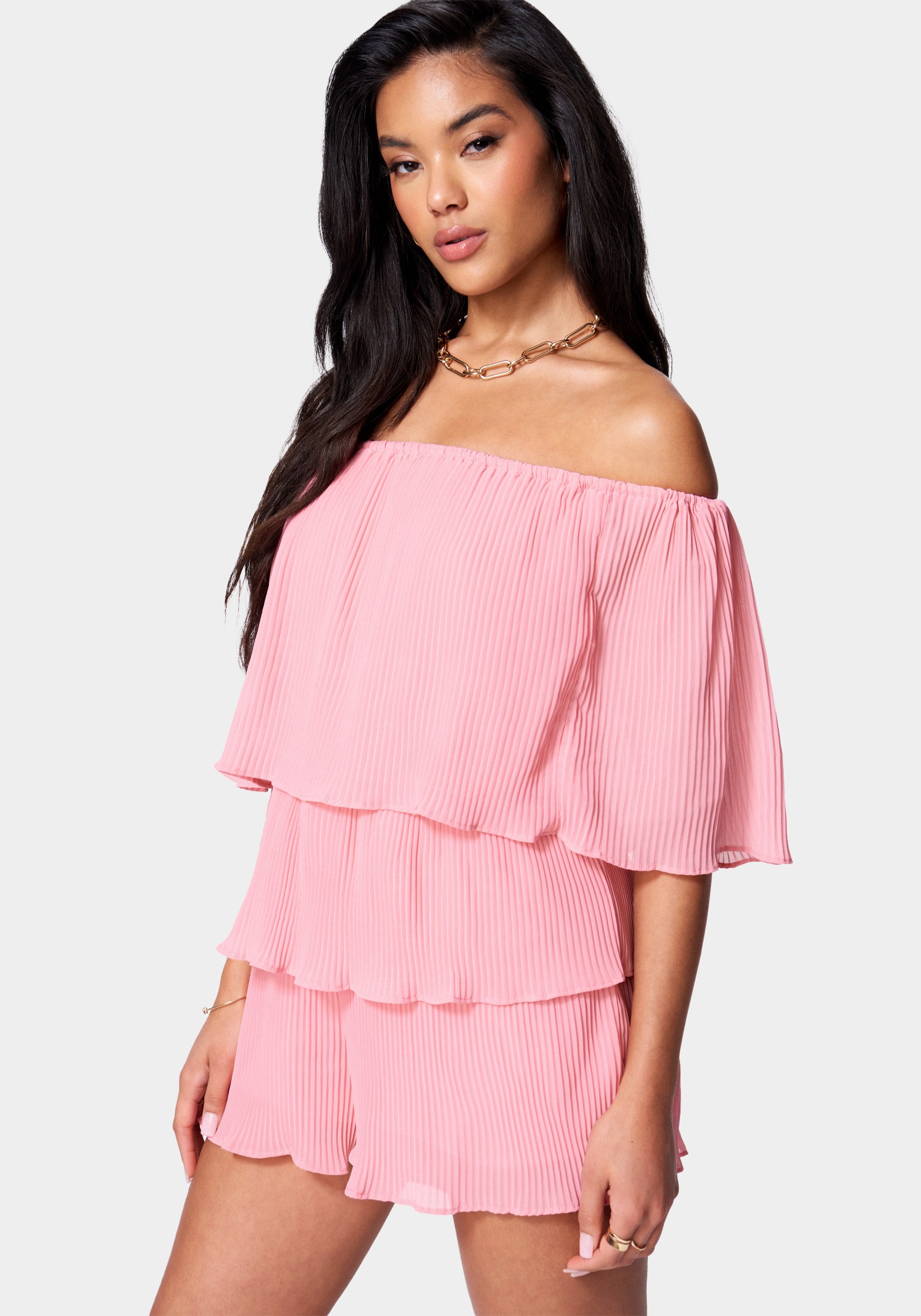 Tiered Ruffle Off Shoulder Romper