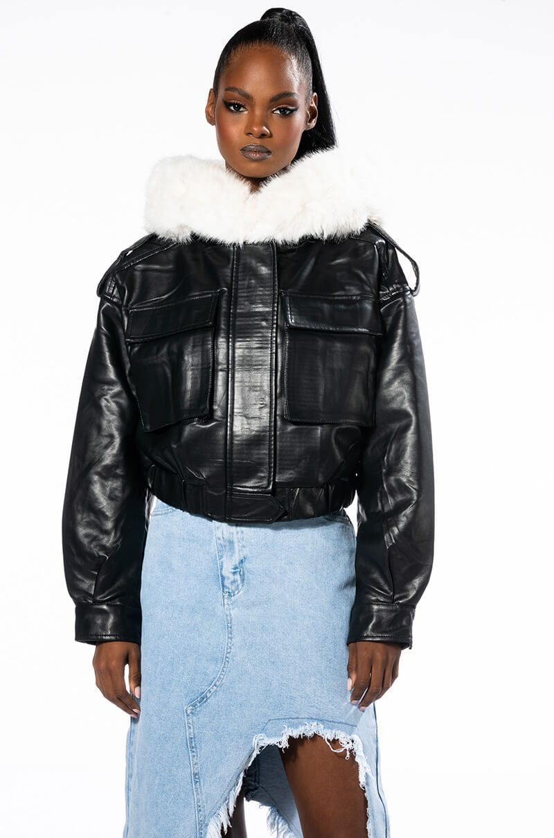 ZOLA BOMBER MOTO WITH FUR LINING