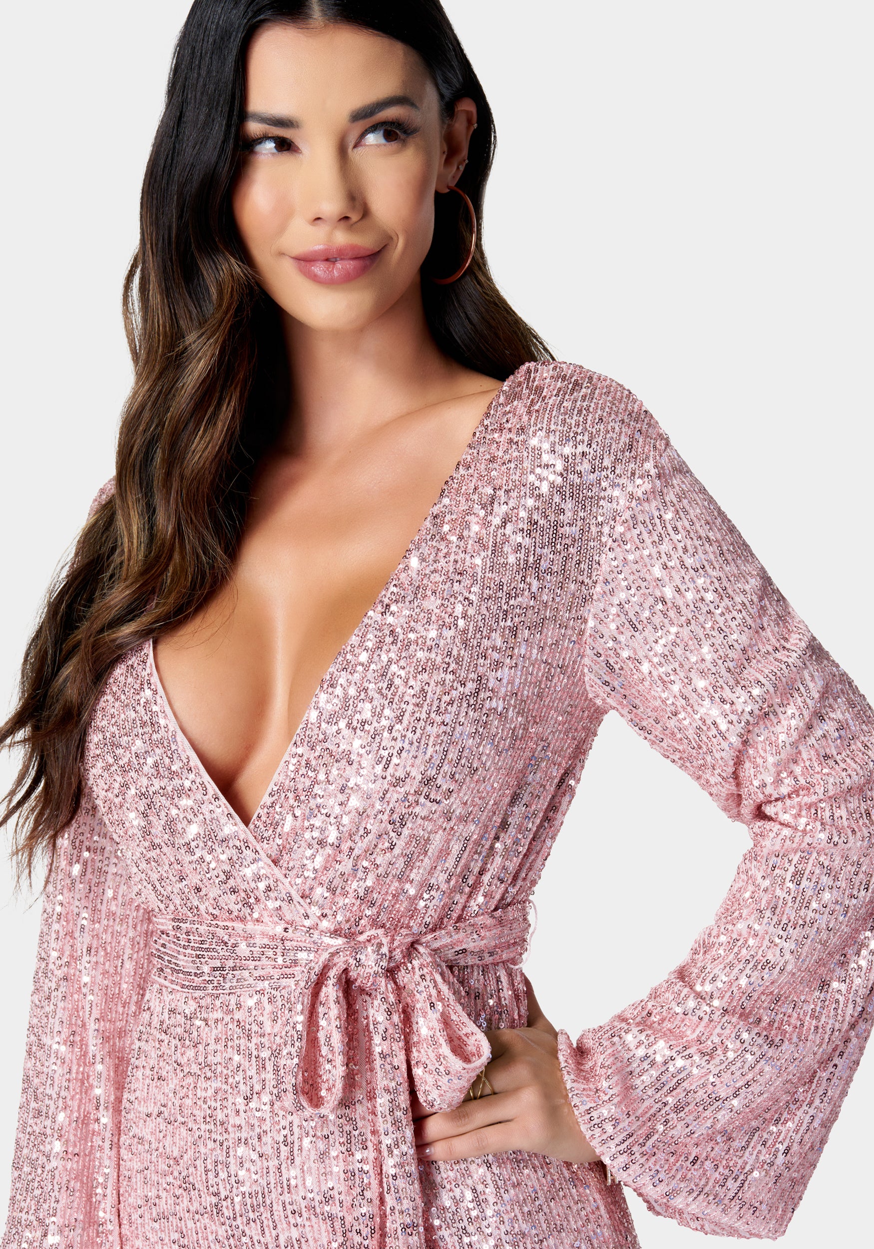 Sequin Tie Front Dress