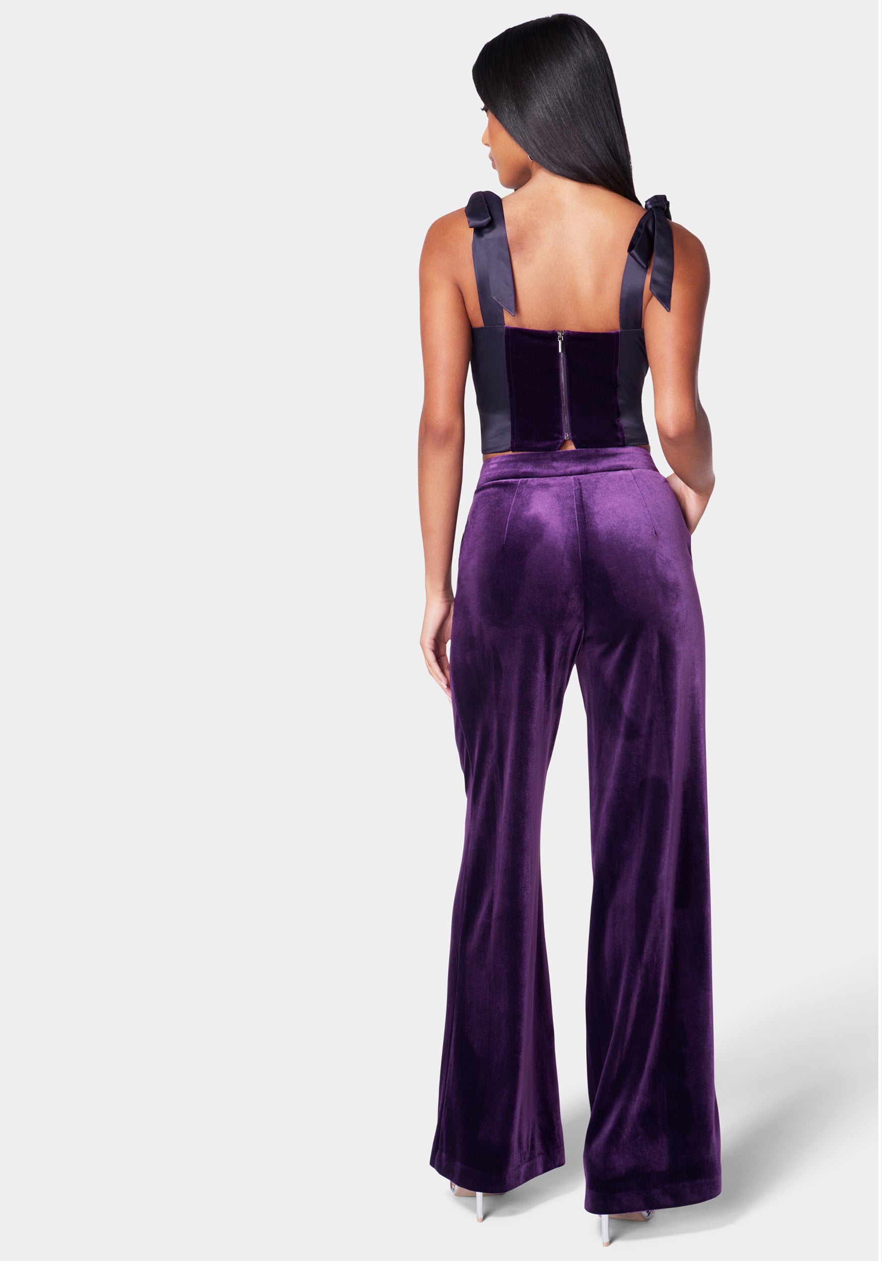 High Waist Wide Leg Velour Pant