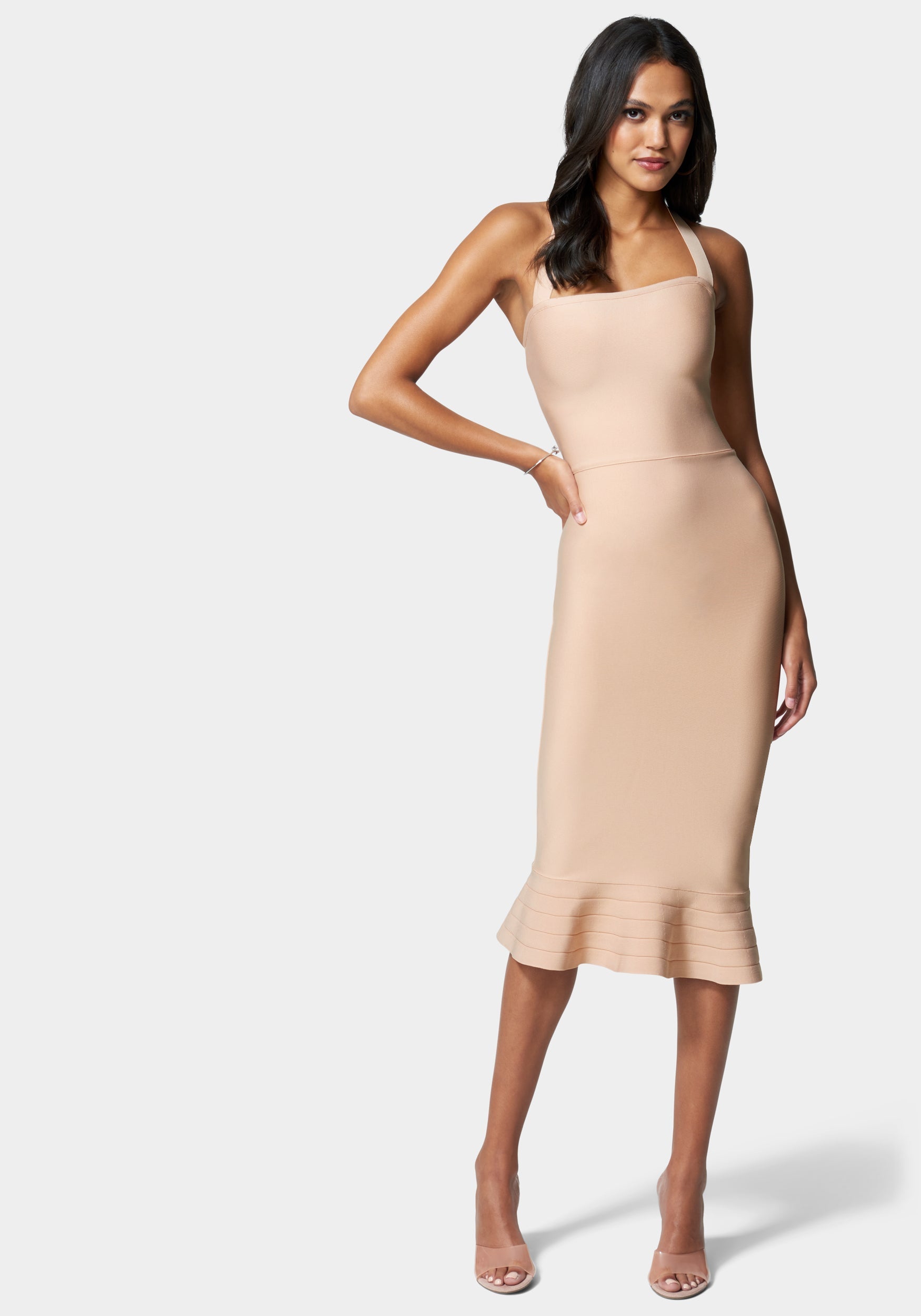 Bandage Ruffle Hem Midi Dress