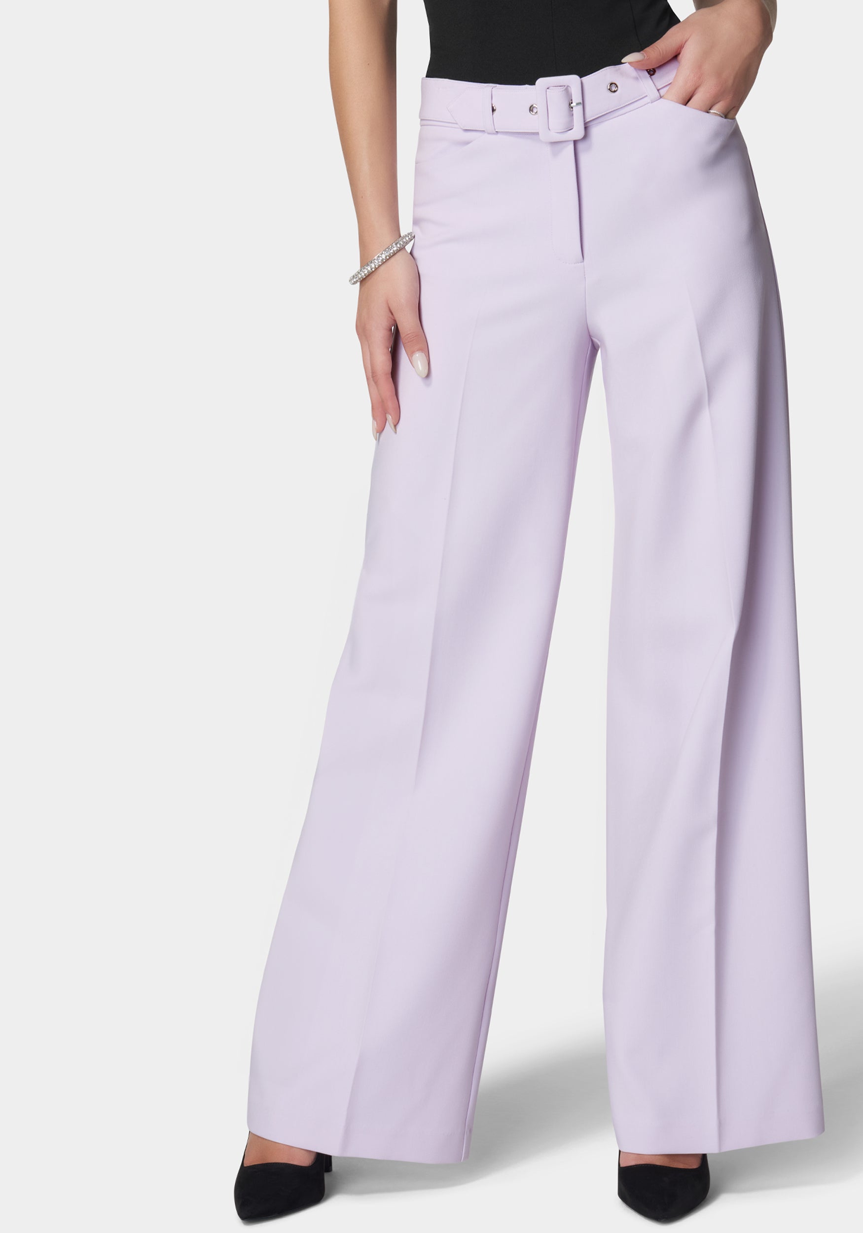 High Waist Belted Wide Leg Pant