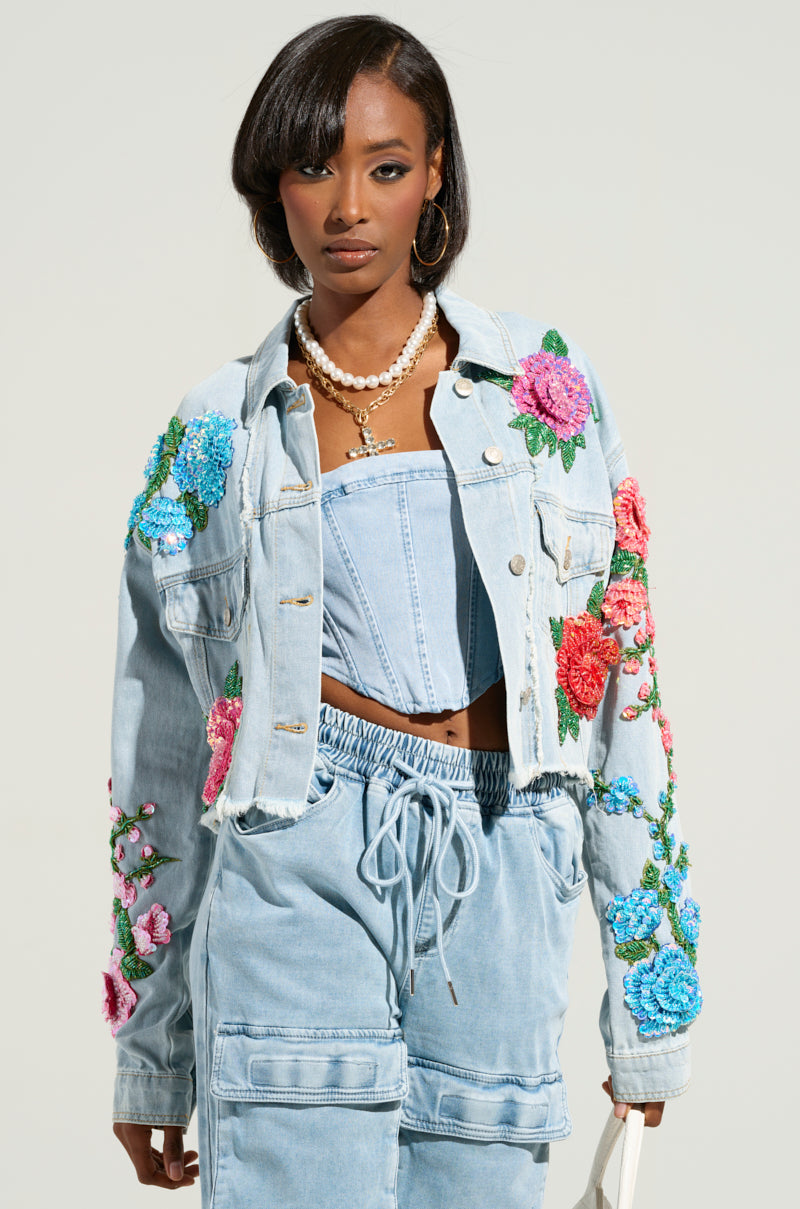 GARDEN OF EDEN EMBELLISHED DENIM JACKET