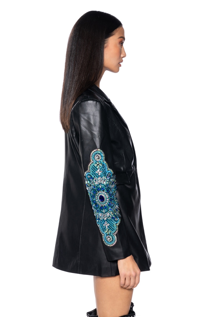 AXELLE PU BLAZER WITH EMBELLISHMENTS