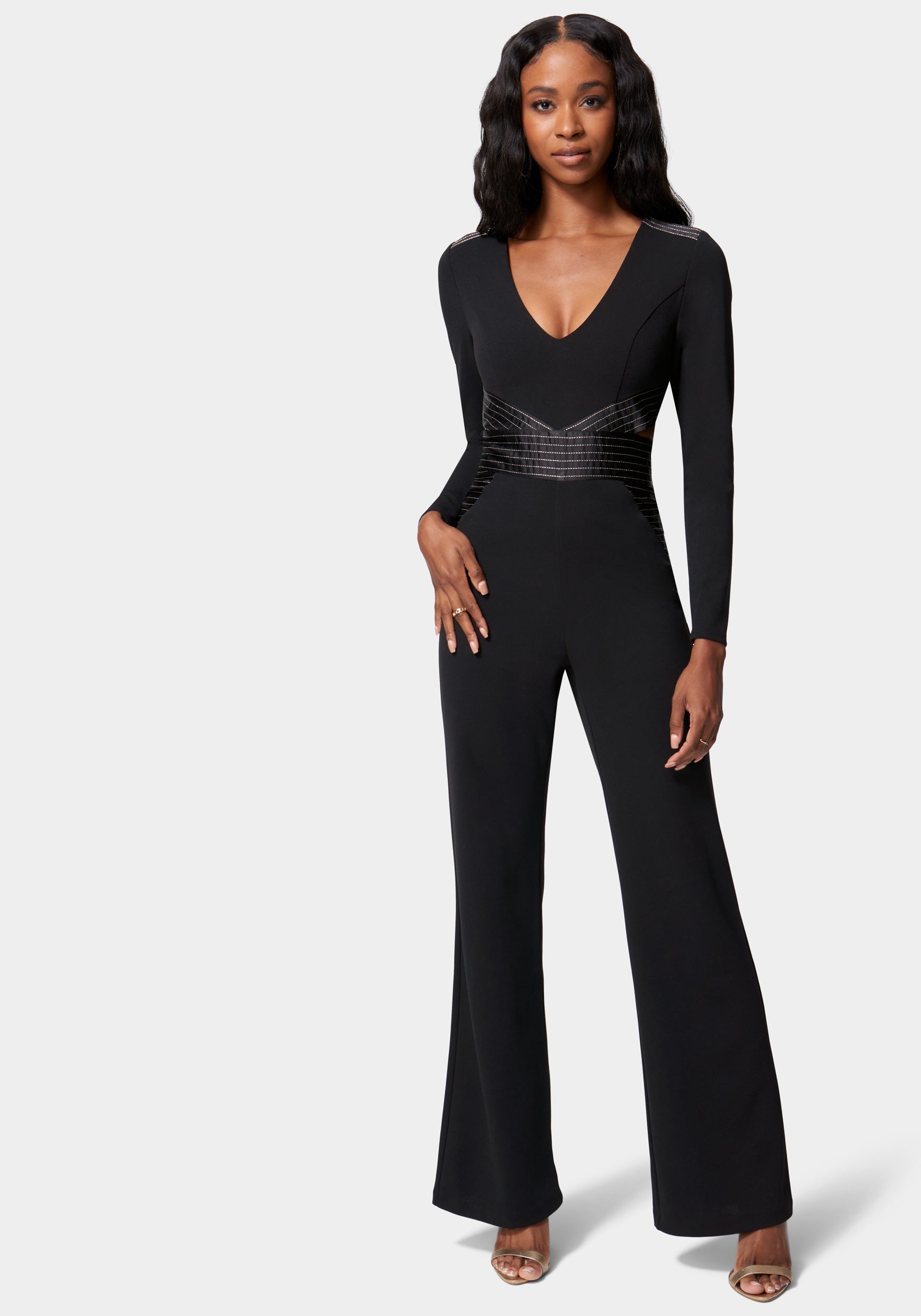 Satin Tailored Multi Stitch Jumpsuit