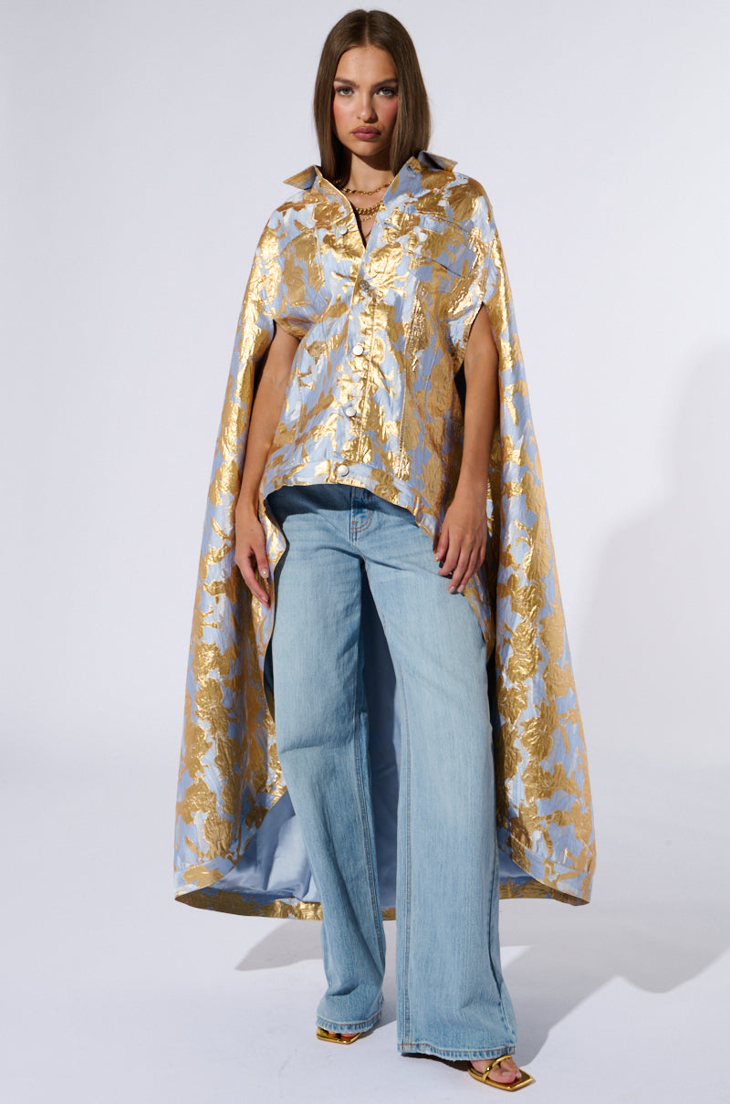 OASIS HIGH LOW BROCADE CAPE