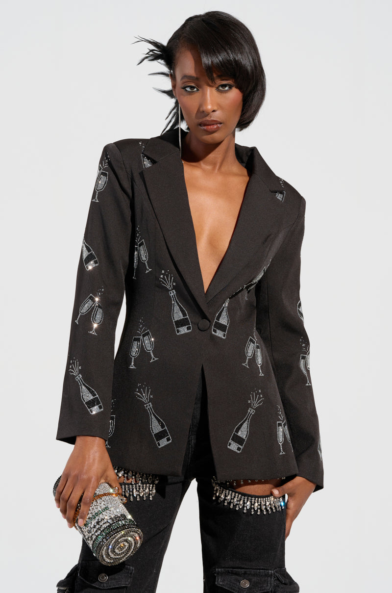 MIDNIGHT TOAST EMBELLISHED BLAZER