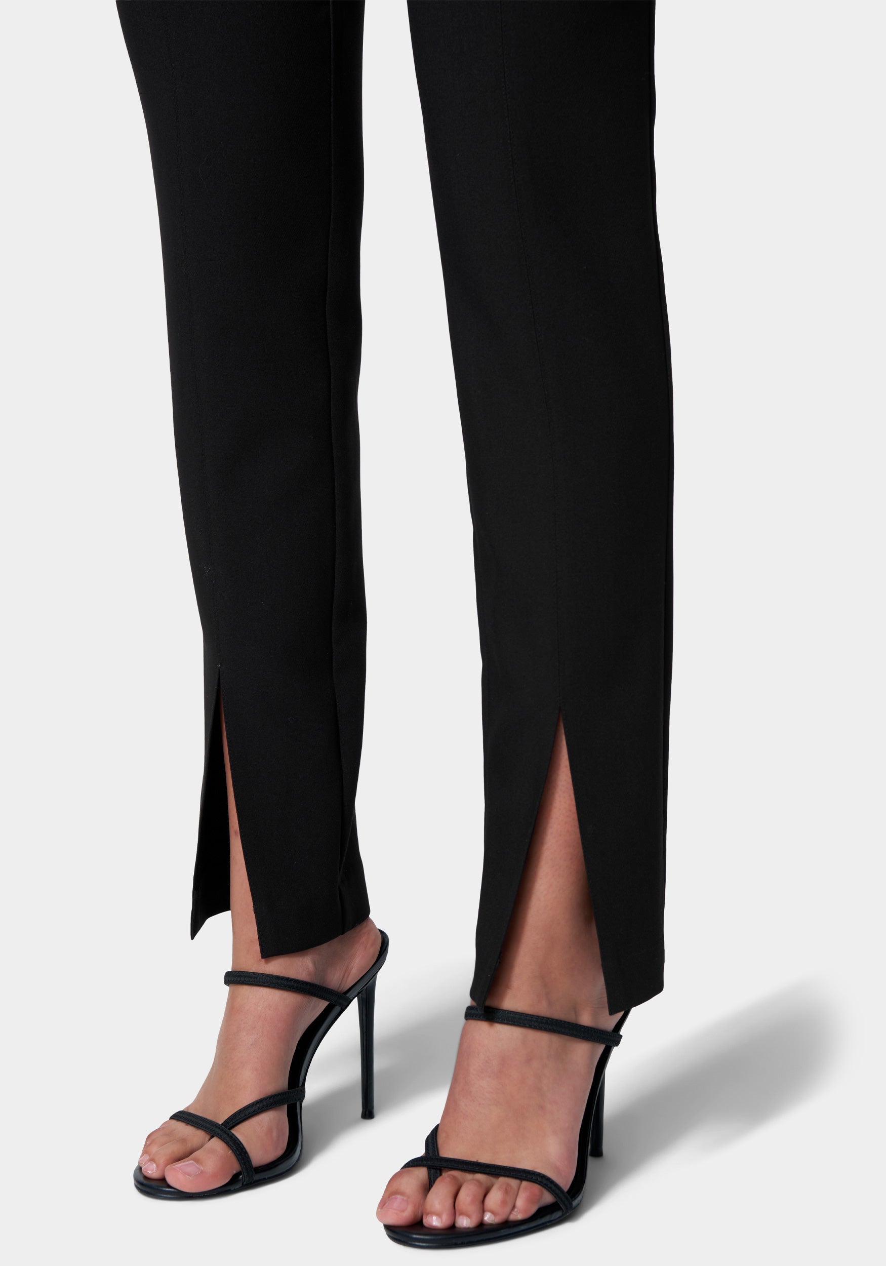 Front Slit Slim Leg Woven Pant