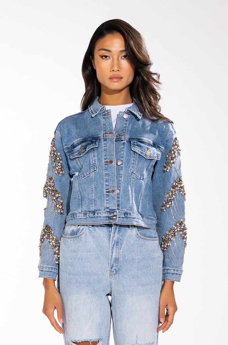 GLAMOROUS LIFE RHINESTONE JEAN JACKET