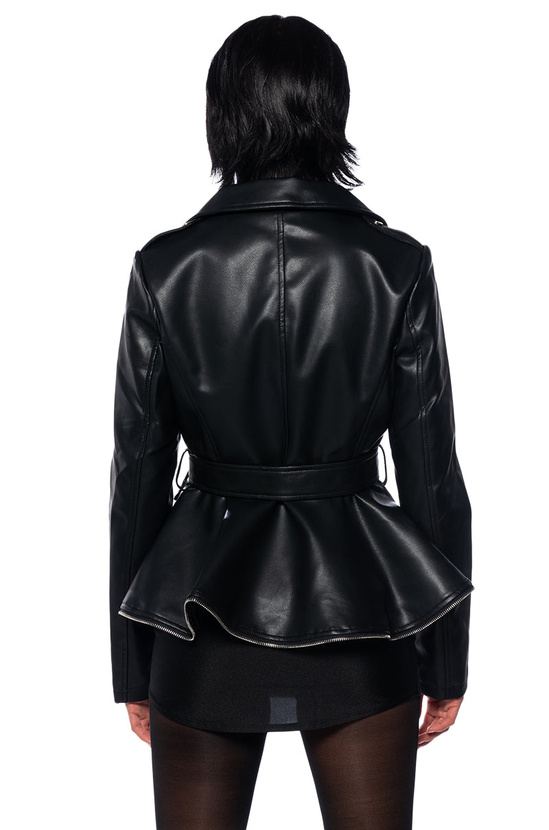 ZIPPY HEM PEPLUM MOTO JACKET