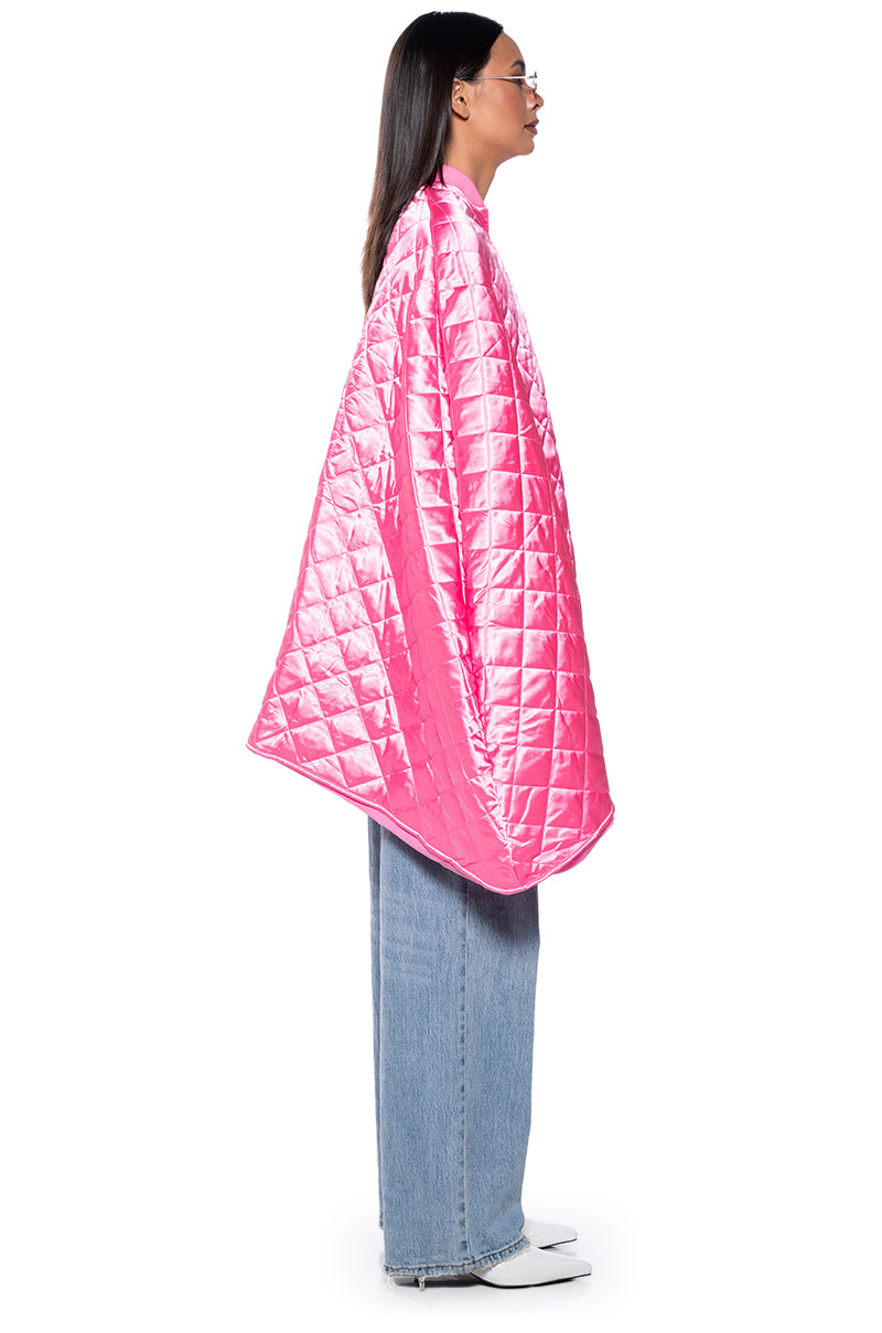 QUILTED PINK PONCHO