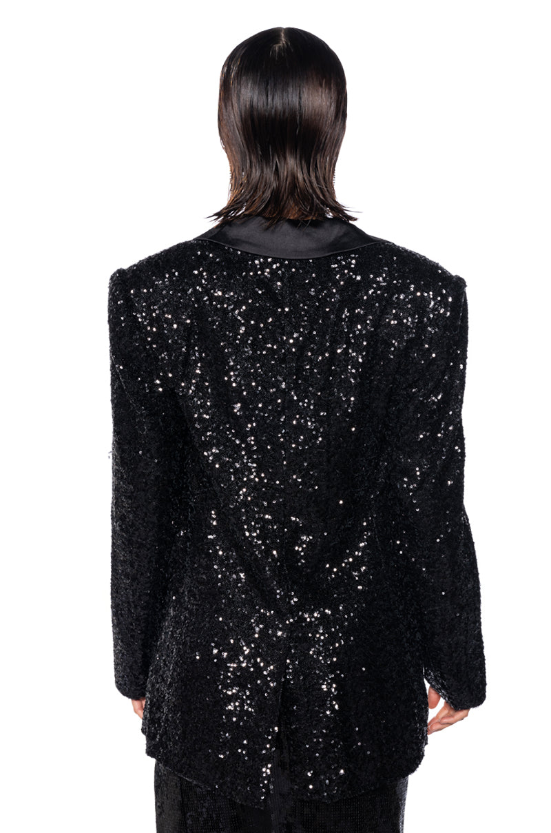 MET GALA BLACK SEQUIN BLAZER