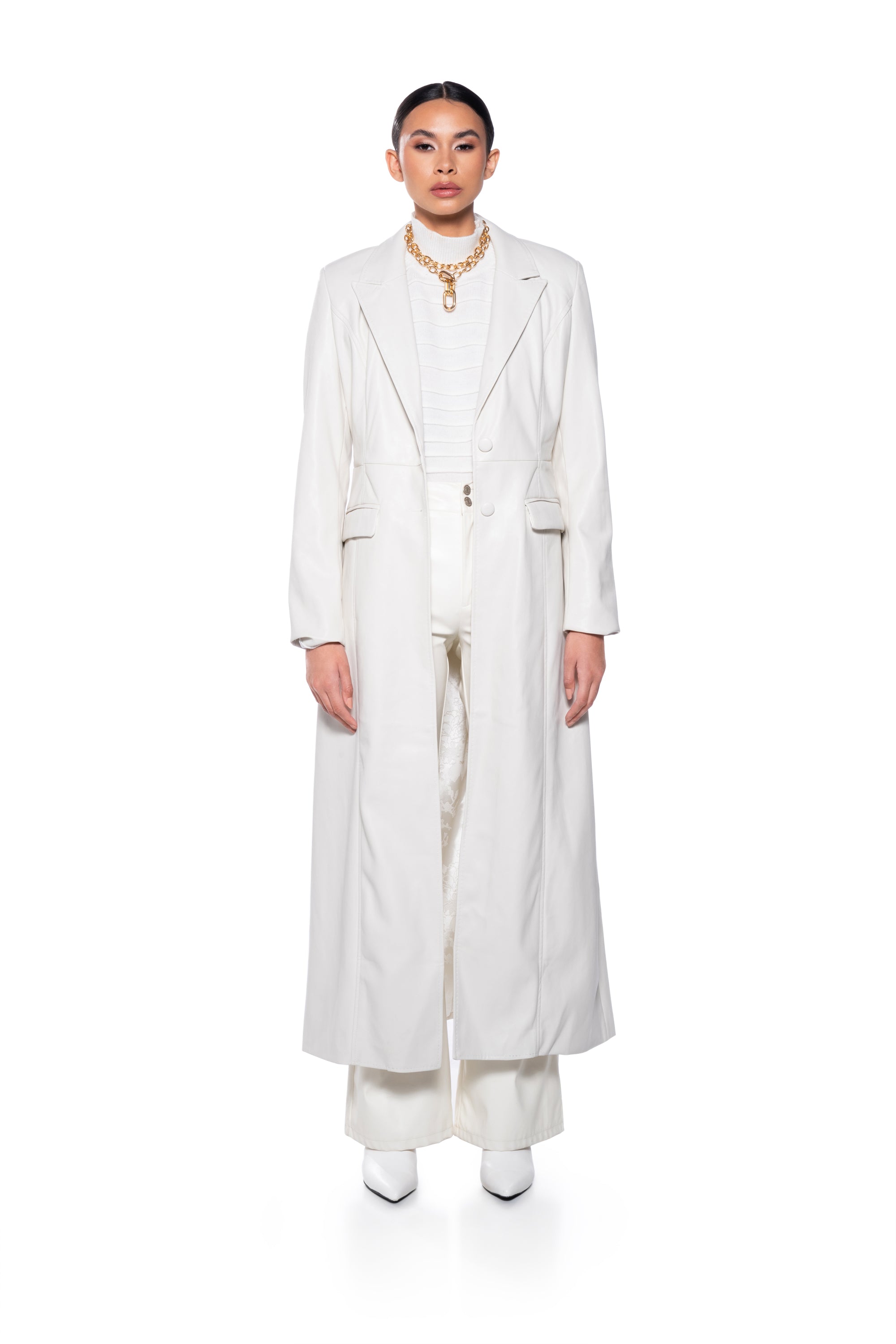 KIM LONG PU TRENCH WITH JACQUARD LINING