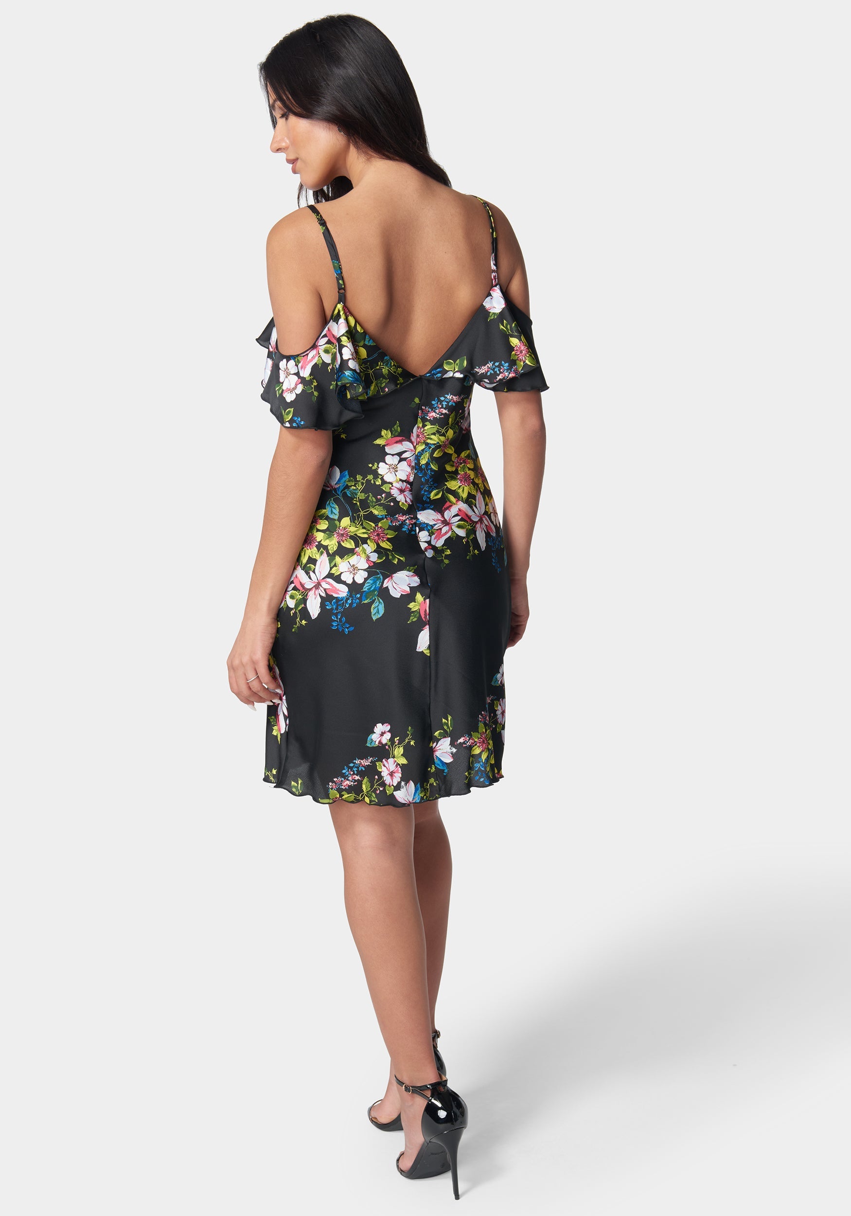 Printed Bubble Satin Mini Dress