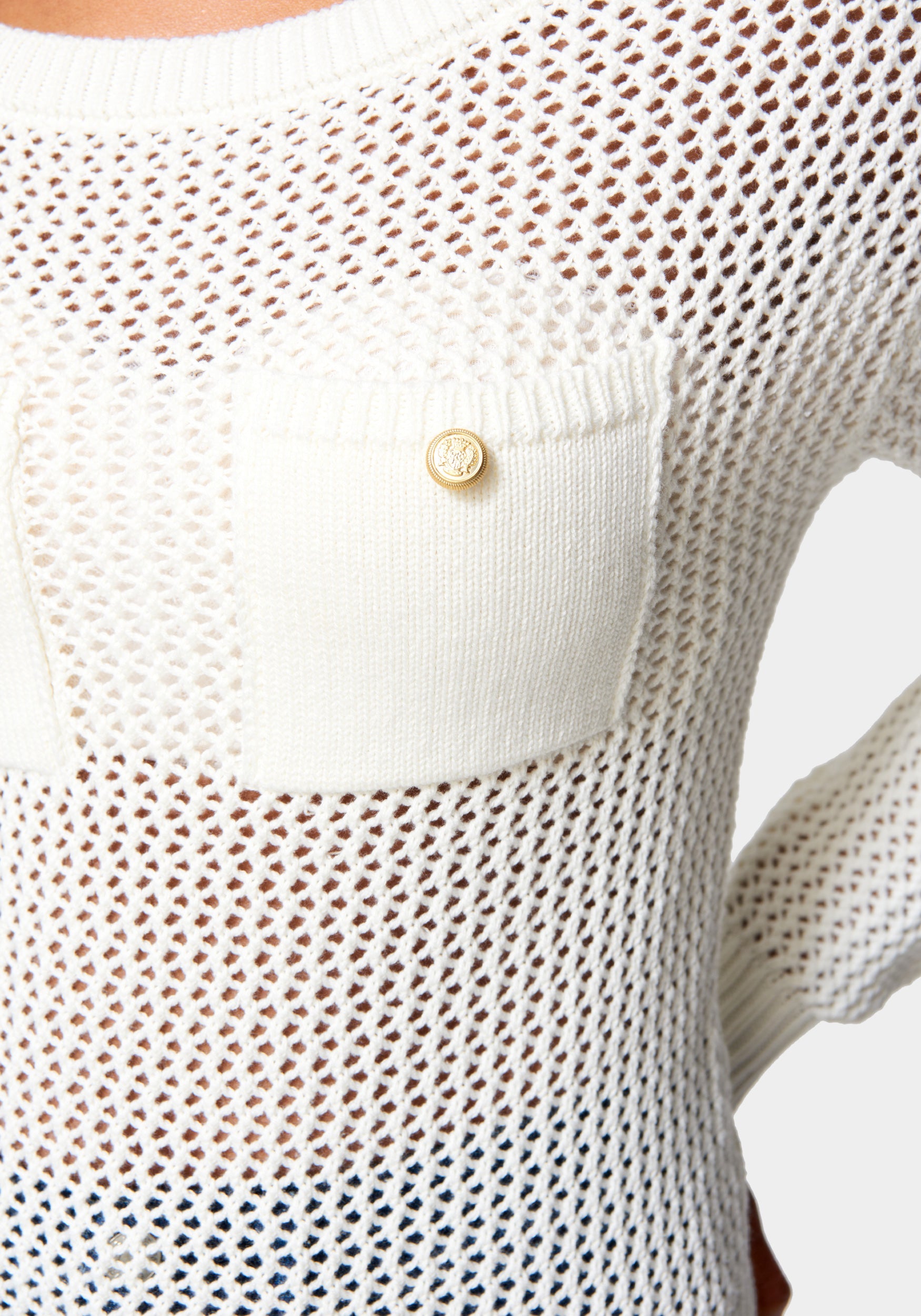 Open Knit Pocket Detail Sweater