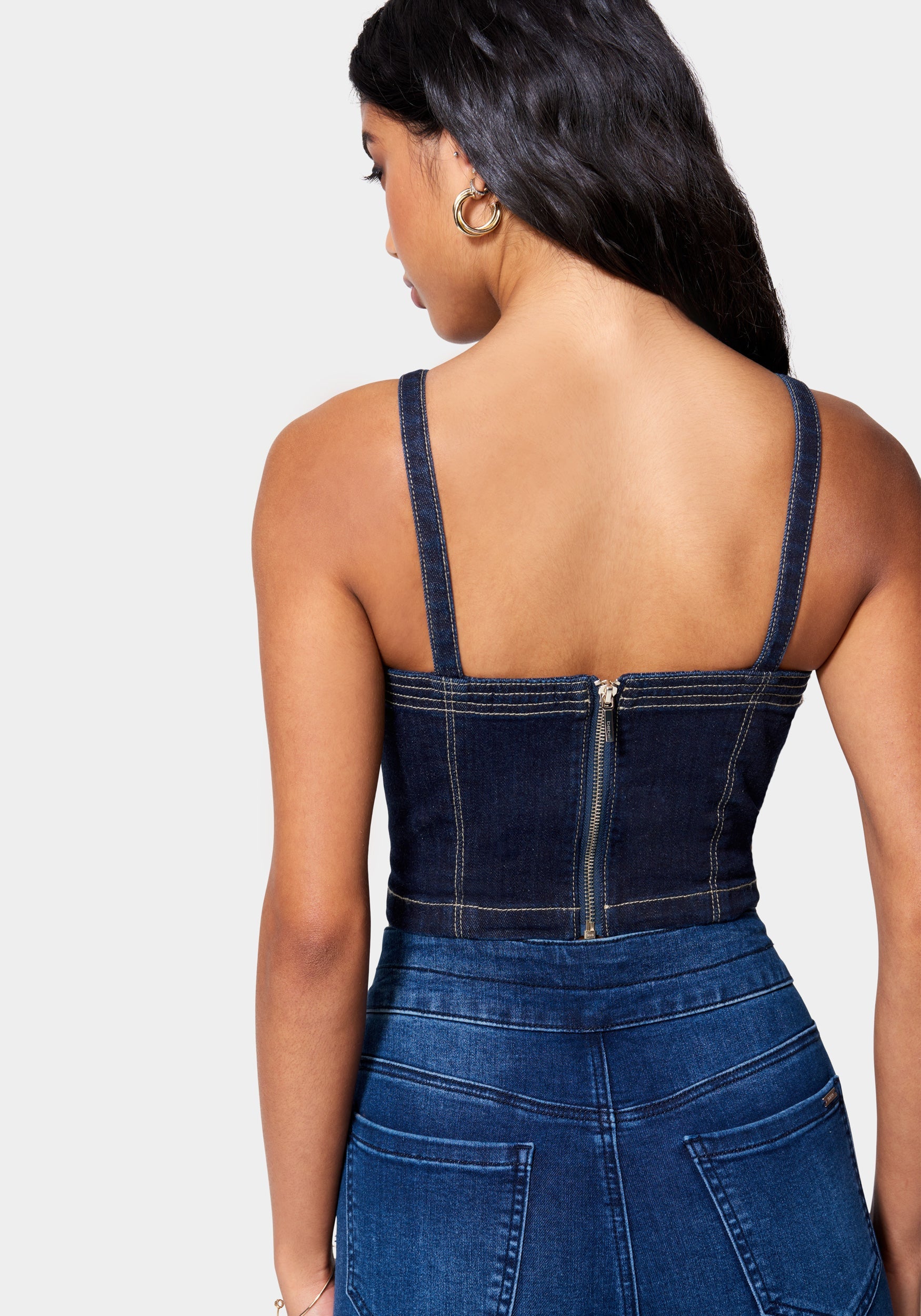 Buckle Strap Denim Bustier