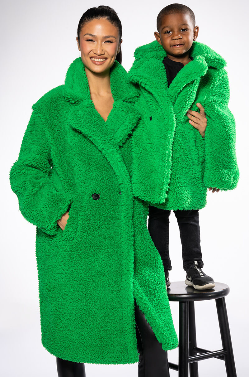 NAOMI LUXE WOOLISH TRENCH IN KELLY GREEN