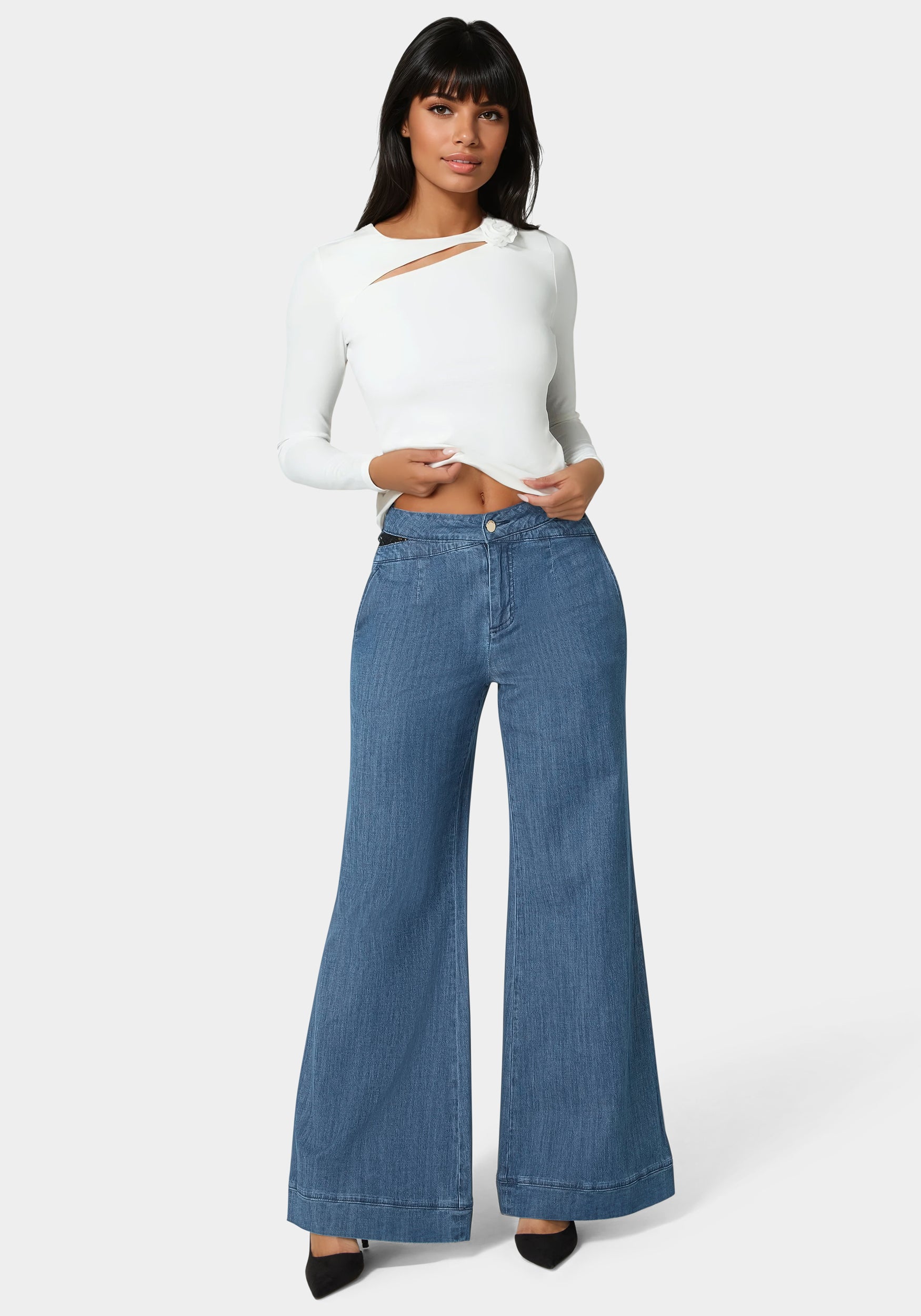 High Waist Ultra Wide Leg Denim Pant