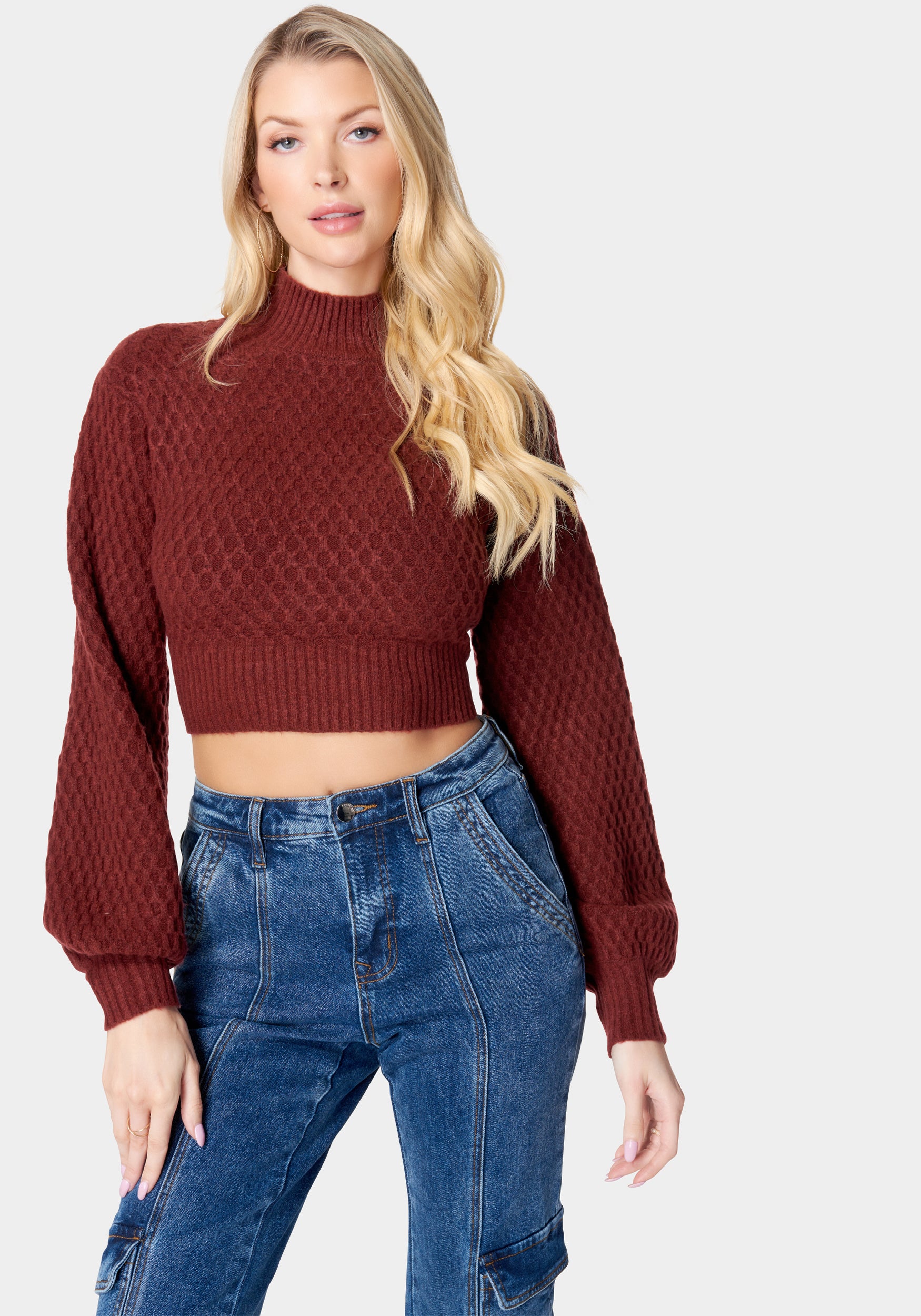 Open Back Mock Neck Sweater