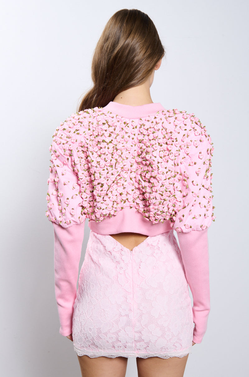 BABYCAKES FLORAL APPLIQUE BOMBER