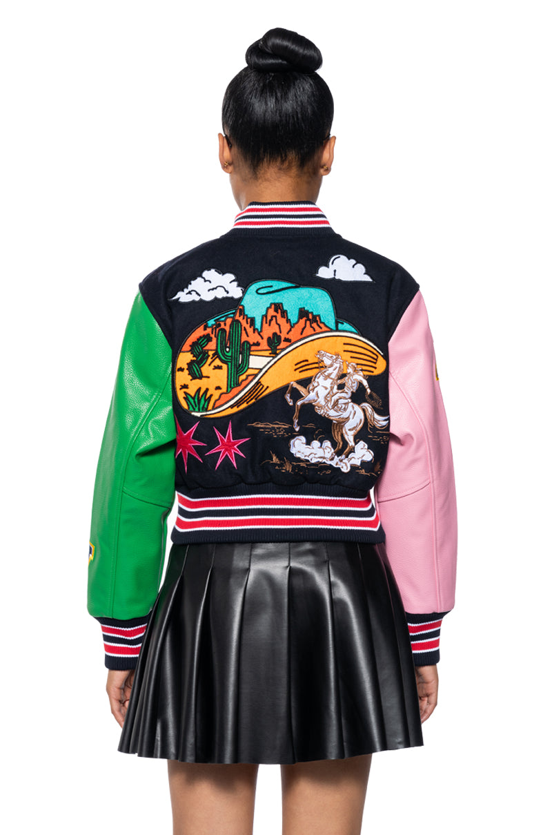 FIRST ROW PATCHWORK WESTERN BOMBER