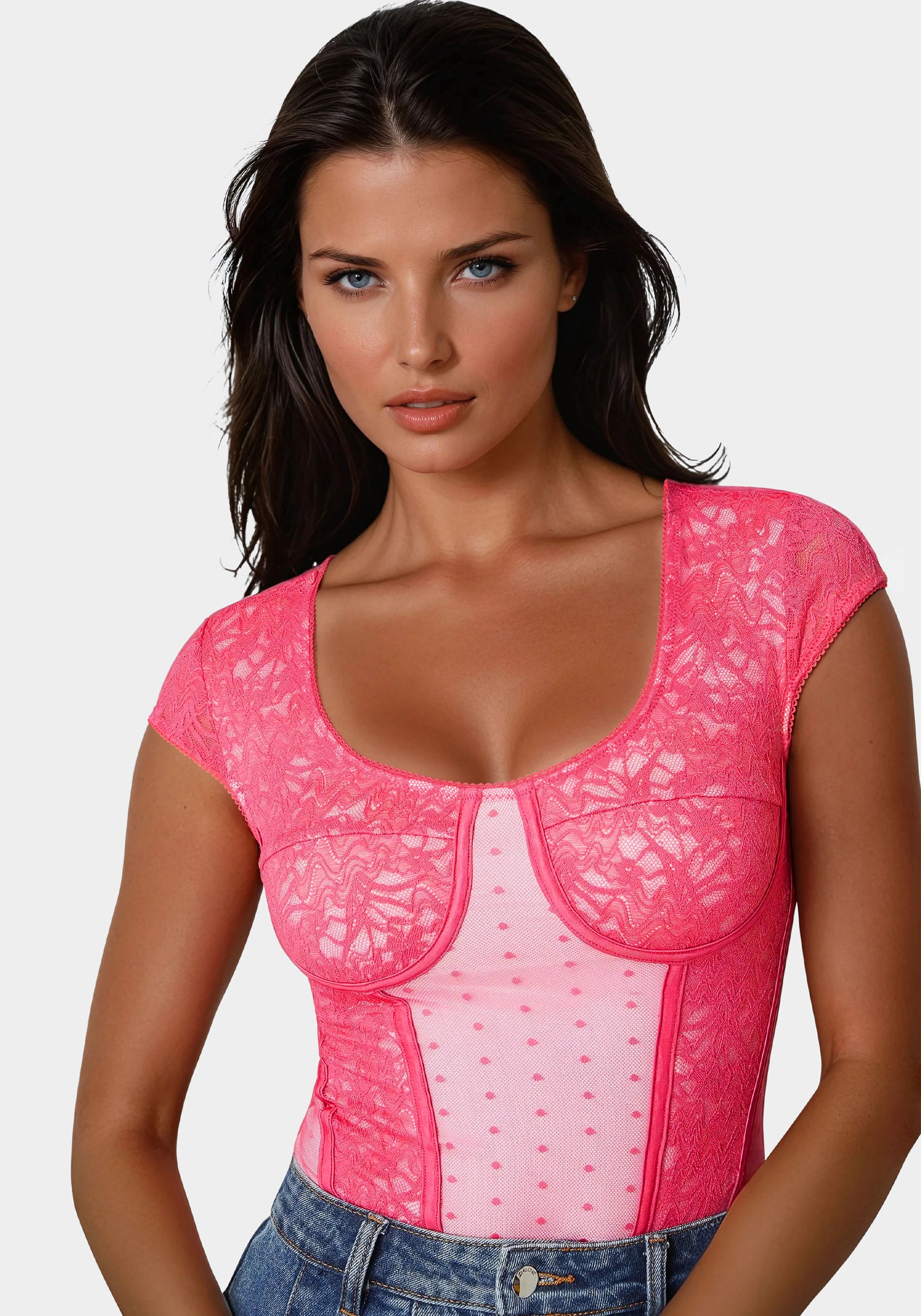 Swiss Dot Lace Bodysuit