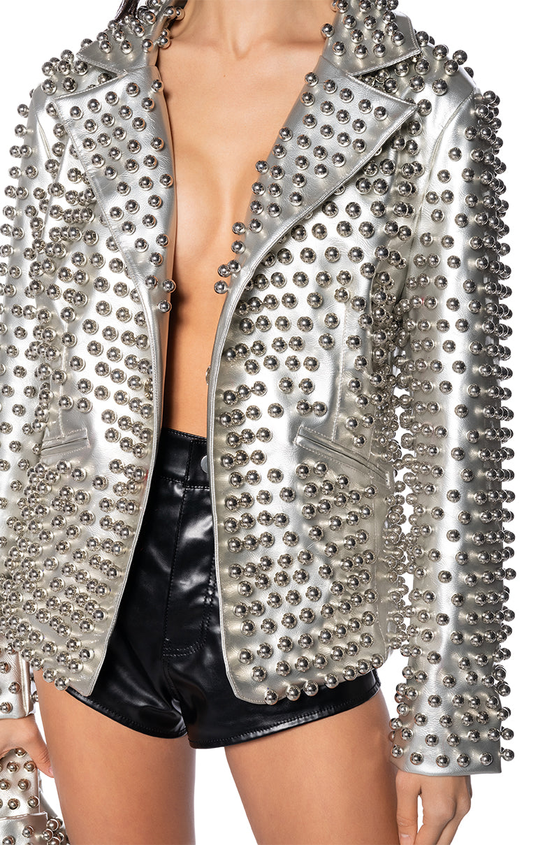 SILVER OMNI STUDDED BLAZER