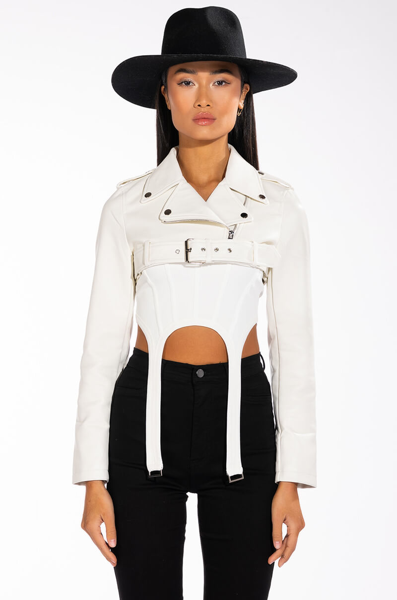 HALF MY HEART ULTRA CROPPED MOTO JACKET