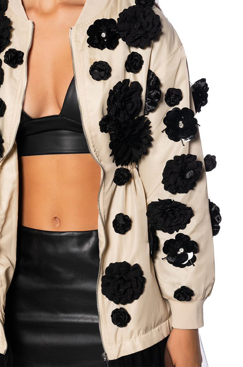 THE LUXE LIFE MAXI TRENCH WITH SEQUIN FLOWERS