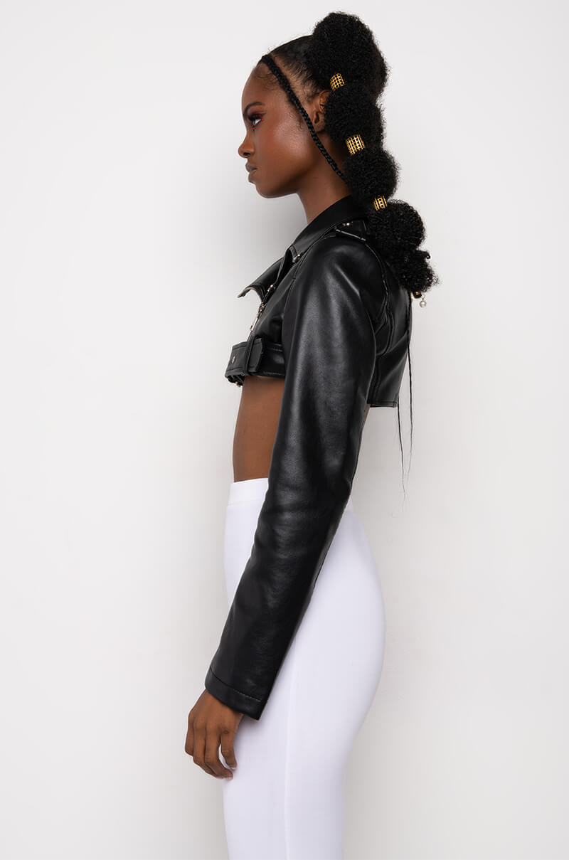 HALF MY HEART ULTRA CROPPED MOTO JACKET