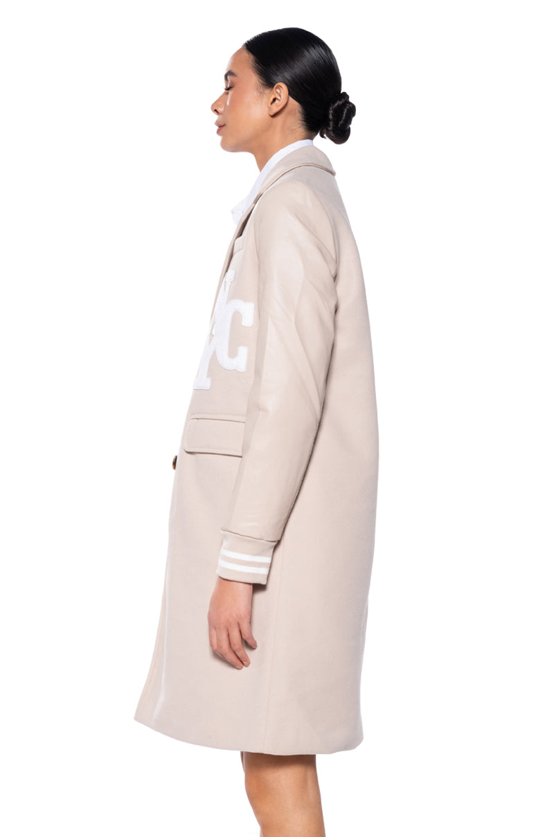 BRENTWOOD VARSITY TRENCH JACKET IN IVORY