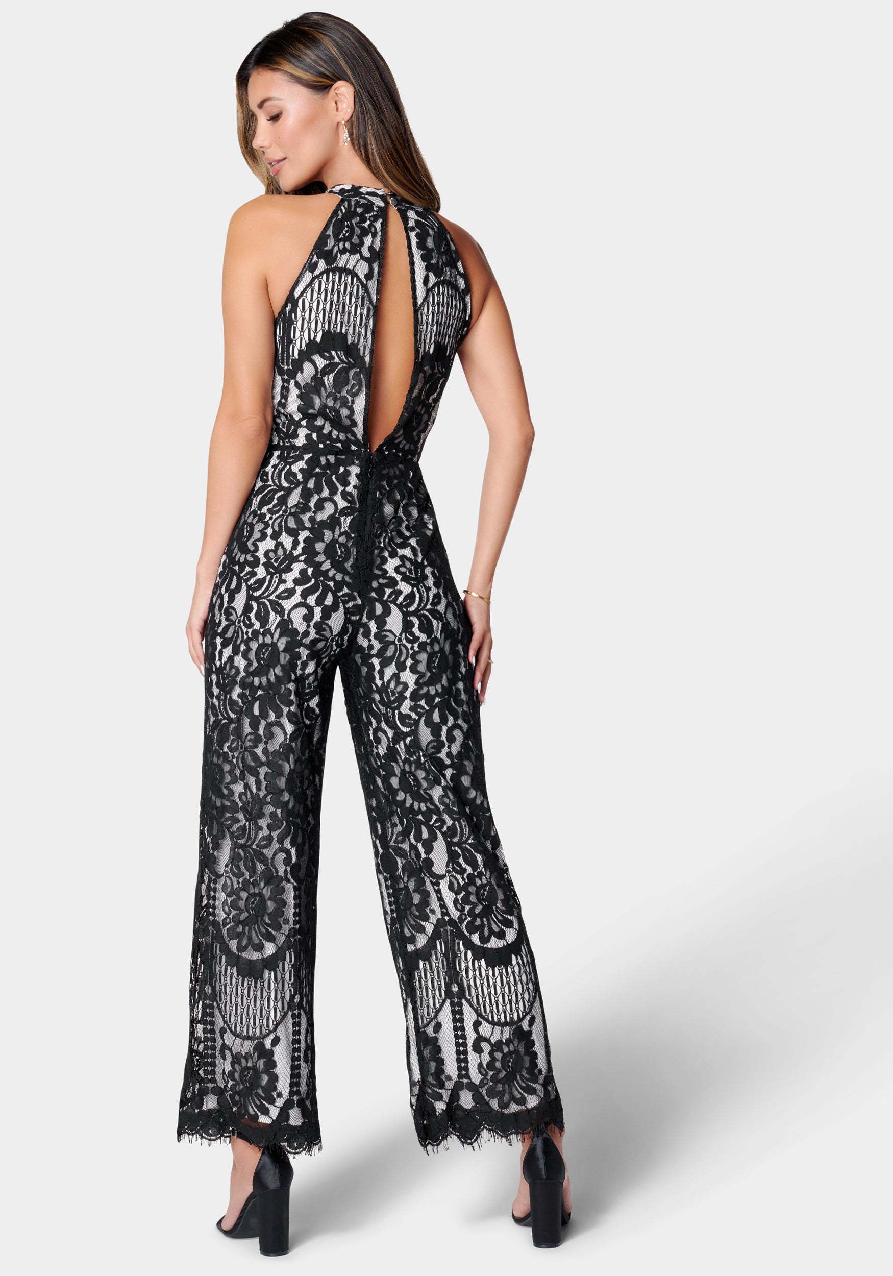 Halter Neck Lace Jumpsuit