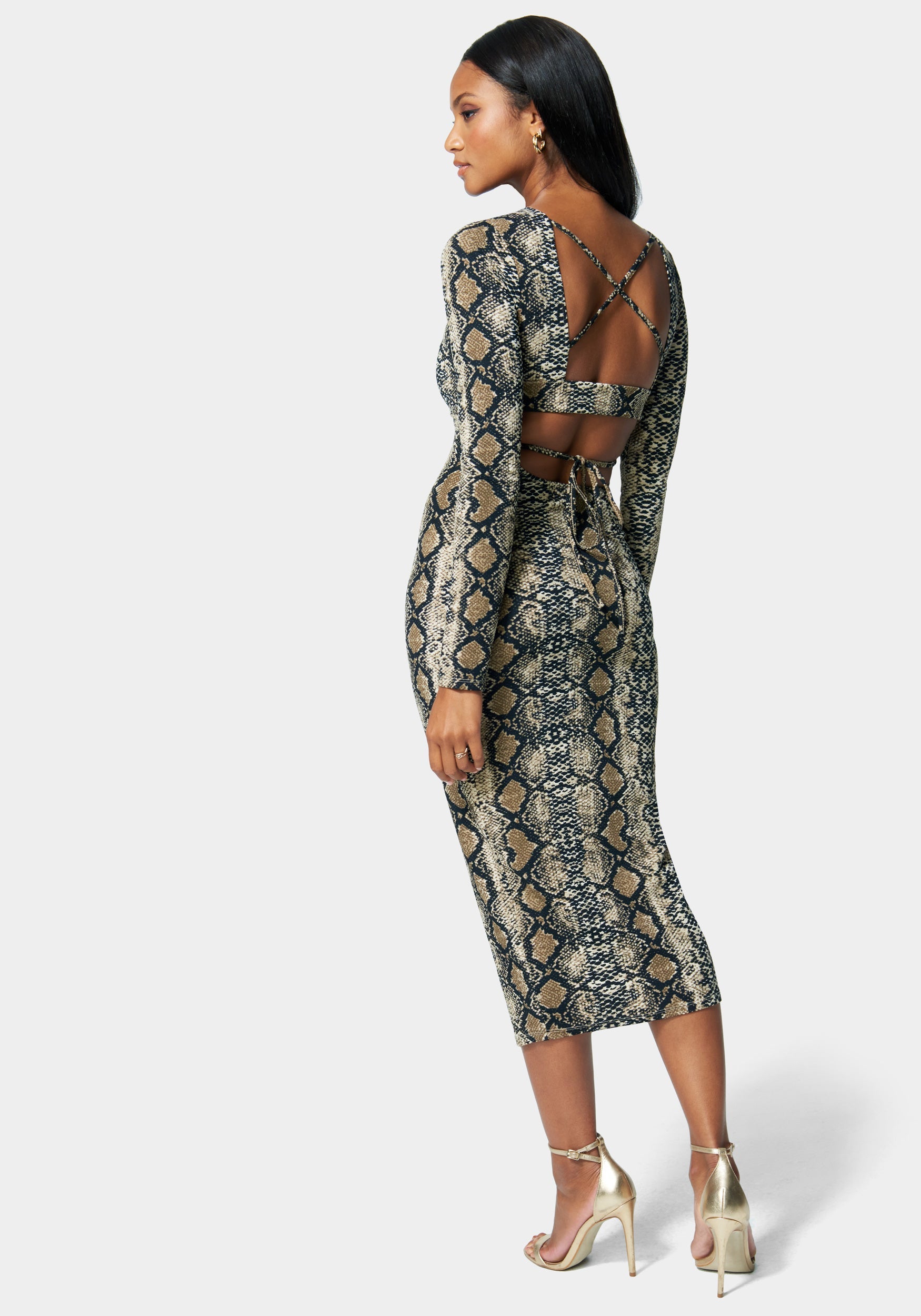 Printed Open Back Ankle Dress